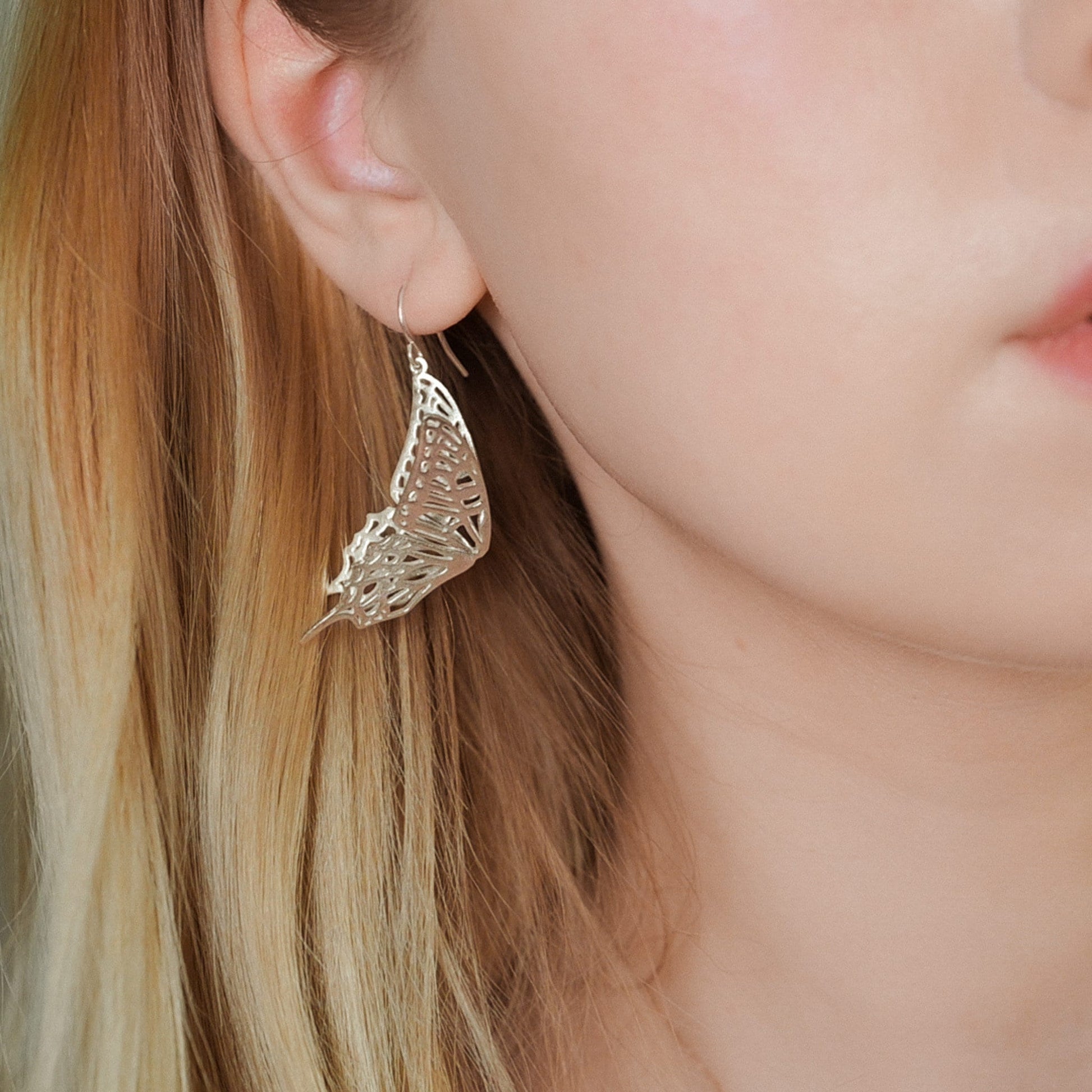 3D Printed Swallowtail Butterfly Earrings: Gold Plated, Golden Brass, or Solid Silver