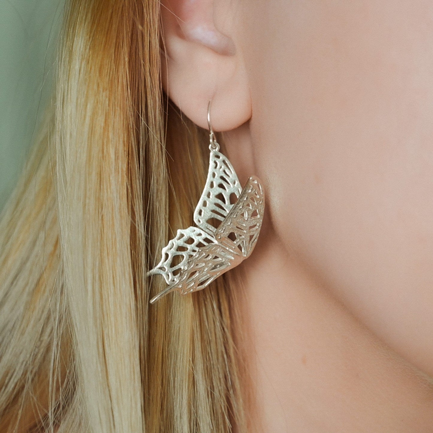 3D Printed Swallowtail Butterfly Earrings: Gold Plated, Golden Brass, or Solid Silver