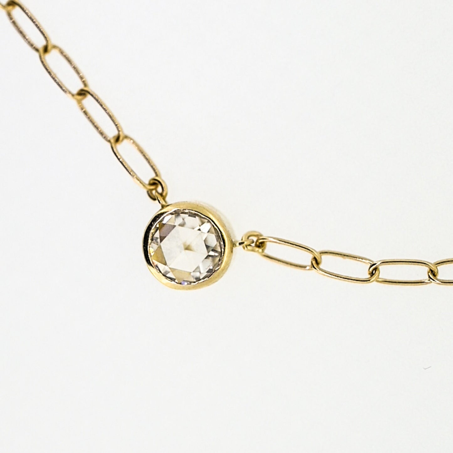 Elegant Rose Cut Moissanite Bezel Necklace
