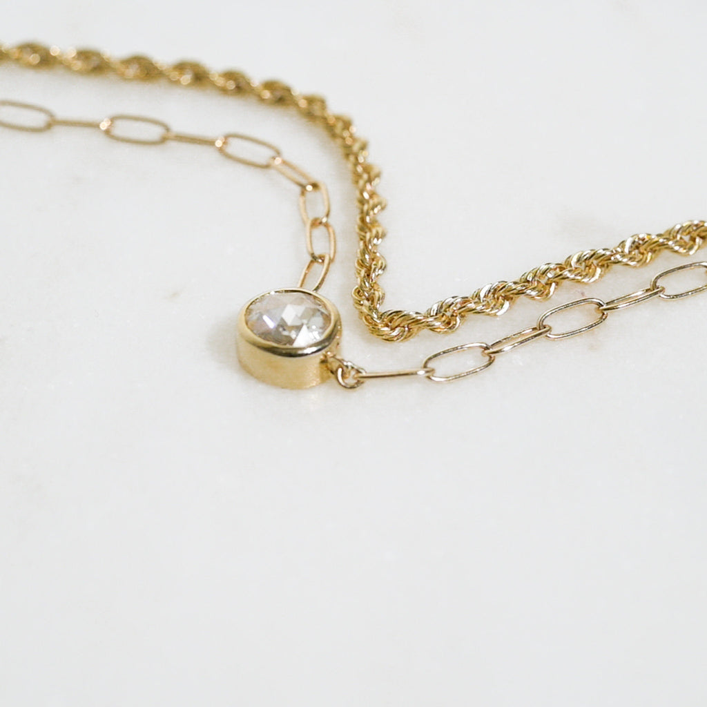 Rose Cut Moissanite Solitaire Necklace