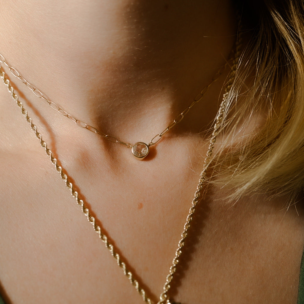Rose Cut Moissanite Solitaire Necklace