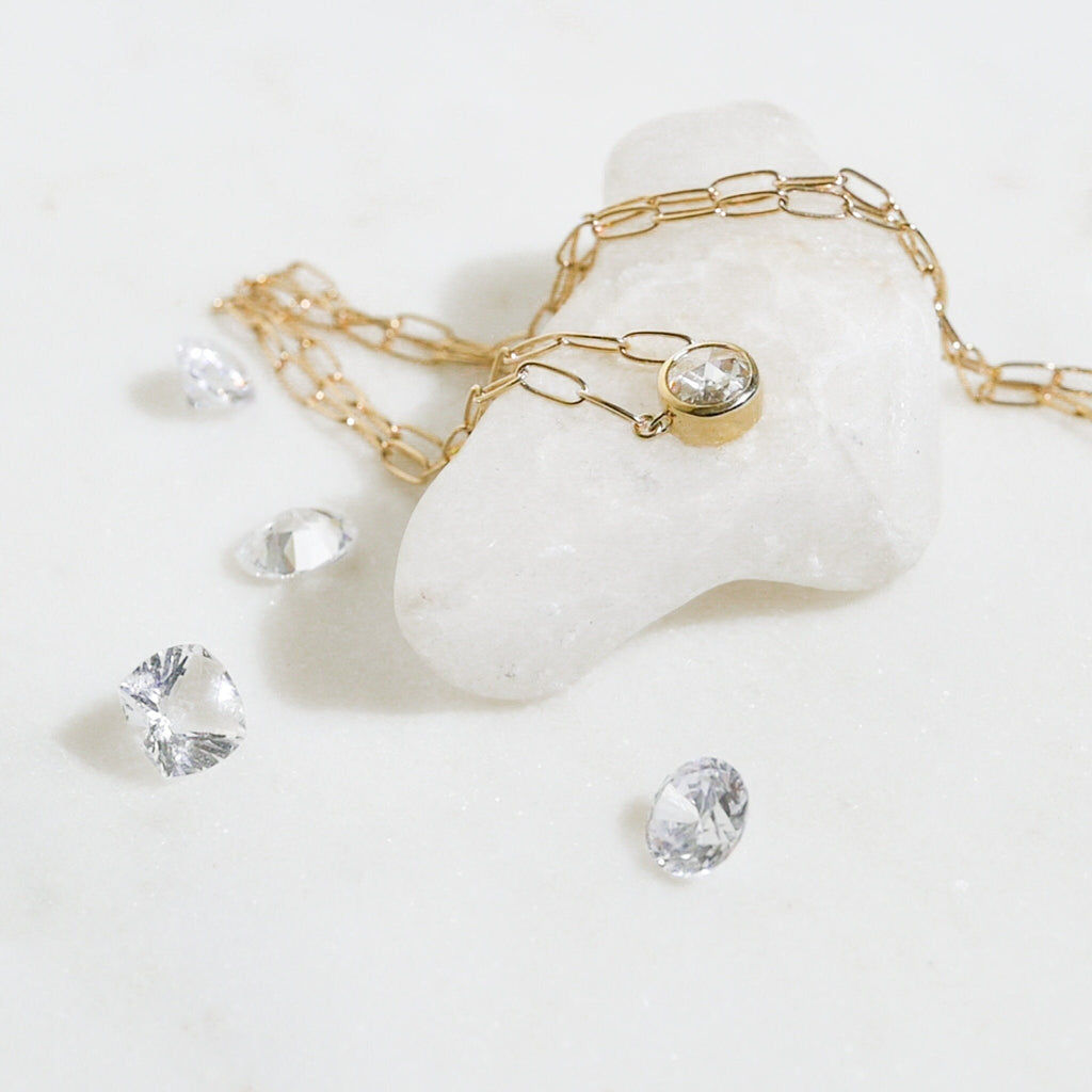 Rose Cut Moissanite Solitaire Necklace