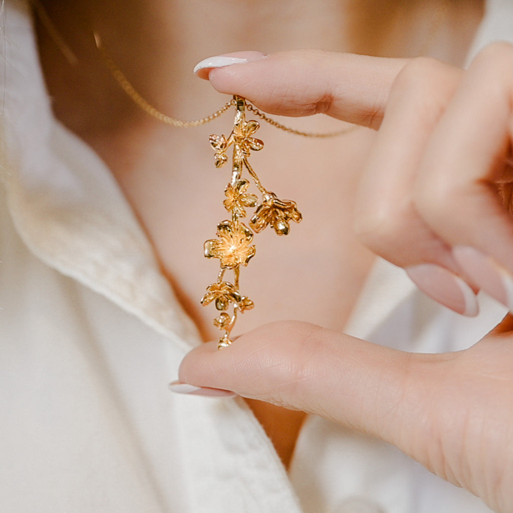 Cherry Blossom Pendant Only: 14k Gold, Sterling Silver, Vermeil, 3D Printed