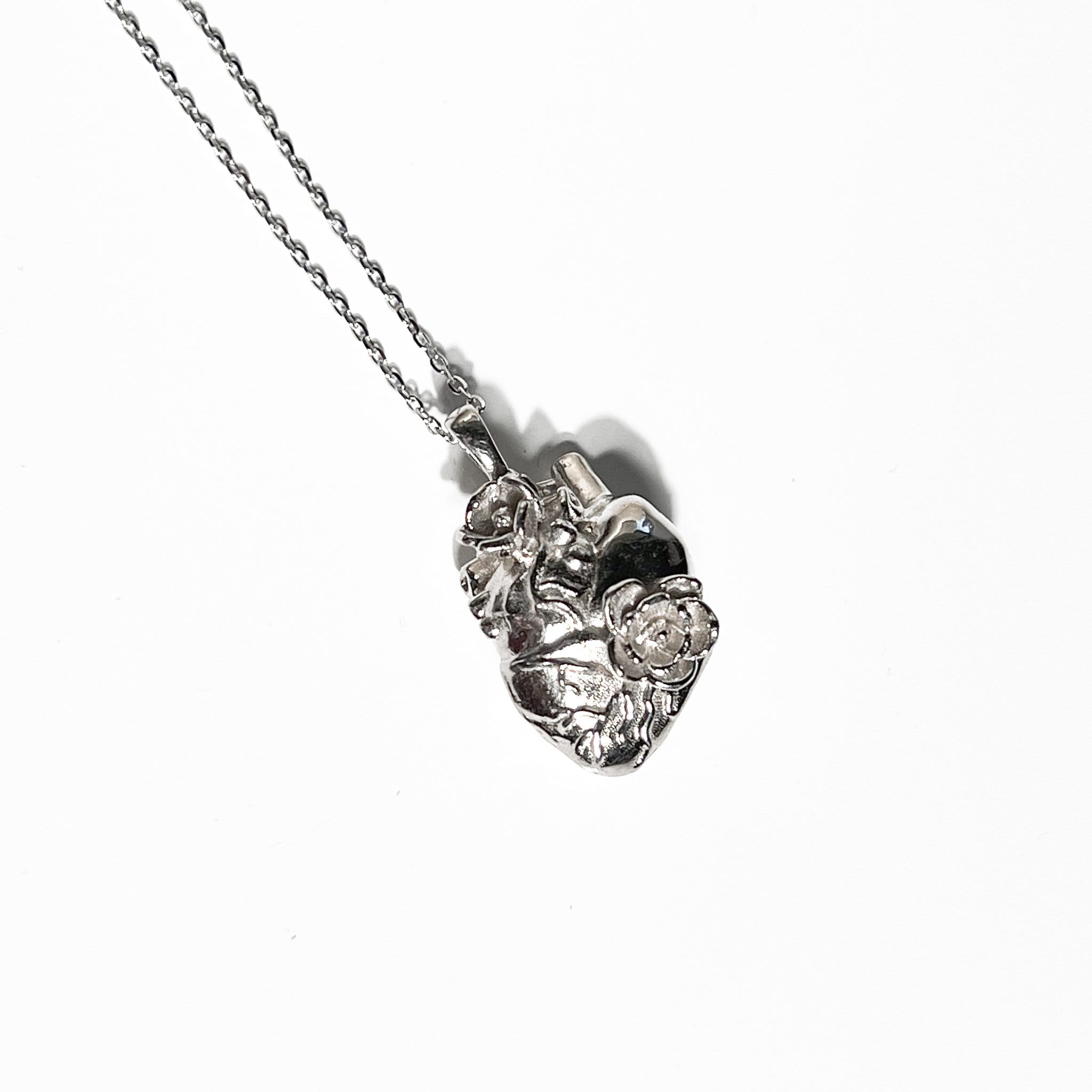 Anatomical Heart and Flower Necklace