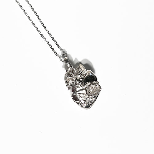 Anatomical Heart and Flower Necklace