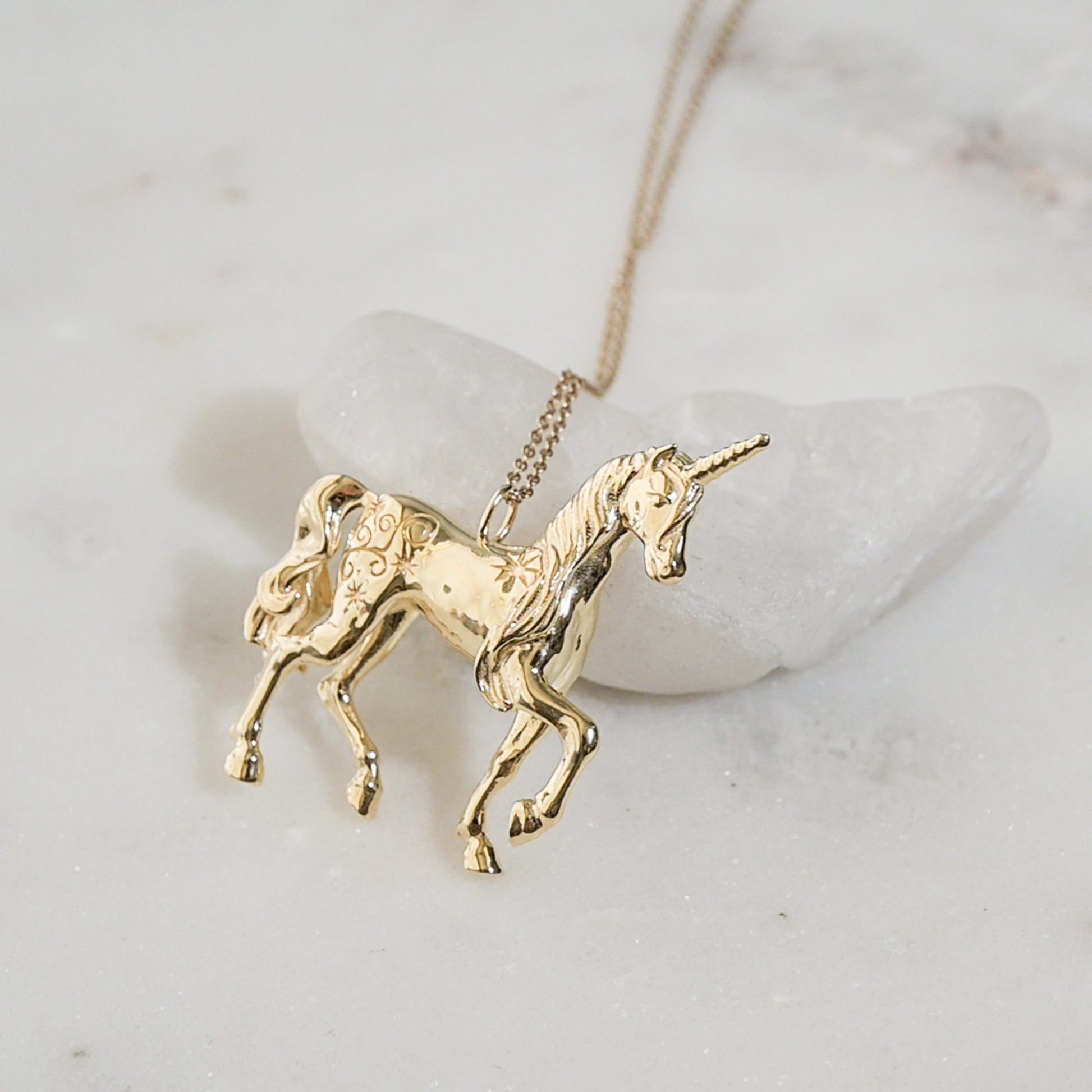 Unicorn Necklace 14k Gold Plated or Sterling Silver Fantasy Jewelry Gift, Magical Necklace