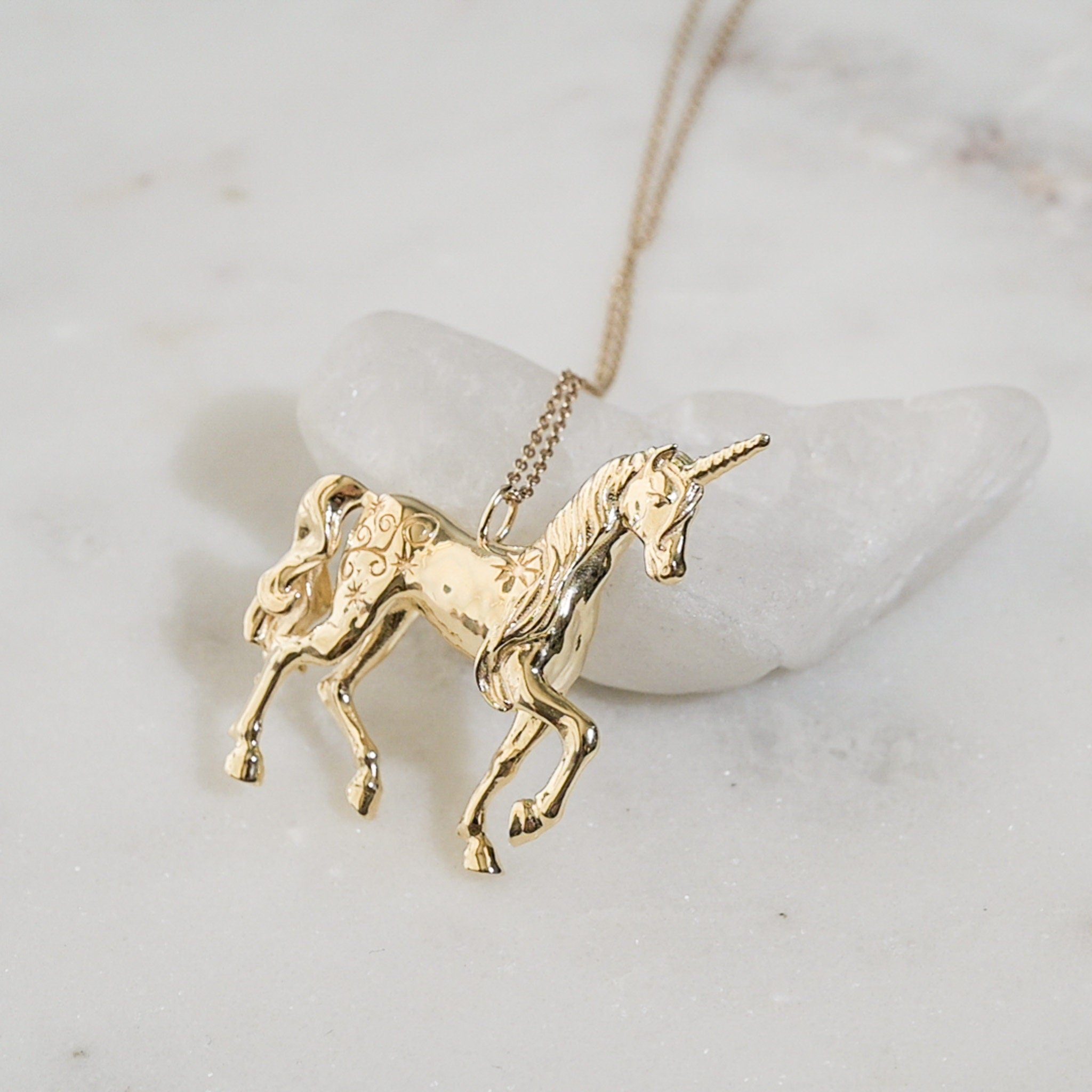 Unicorn Necklace 14k Gold Plated or Sterling Silver Fantasy Jewelry Gift, Magical Necklace