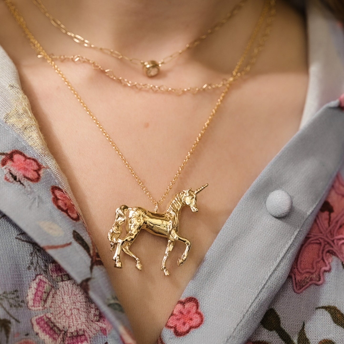 Unicorn Necklace 14k Gold Plated or Sterling Silver Fantasy Jewelry Gift, Magical Necklace