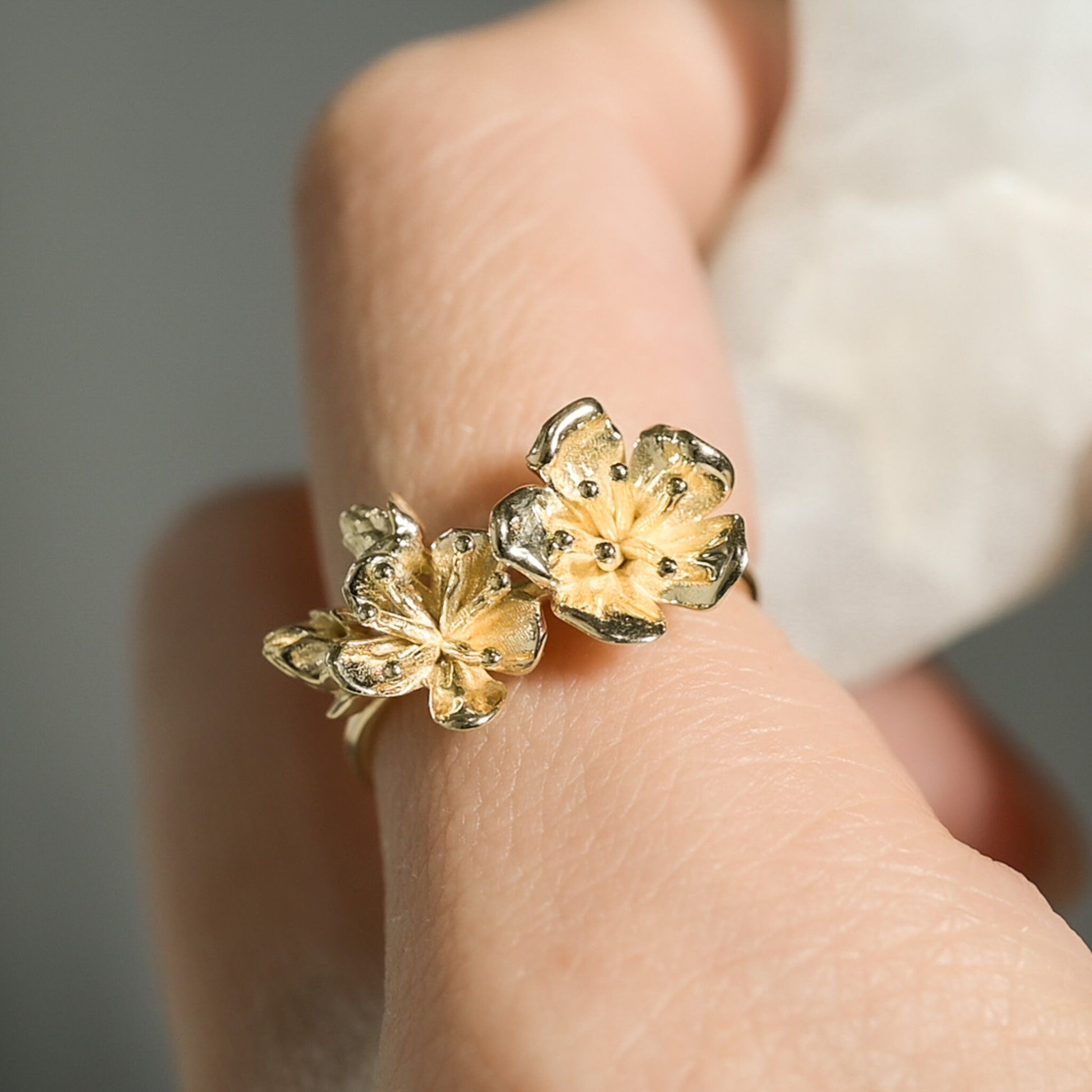 Cherry Blossom Flower Ring in Vermiel (14K Gold over Silver)