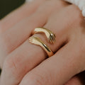 Solid Gold Hug Ring, Adjustable size 5-6