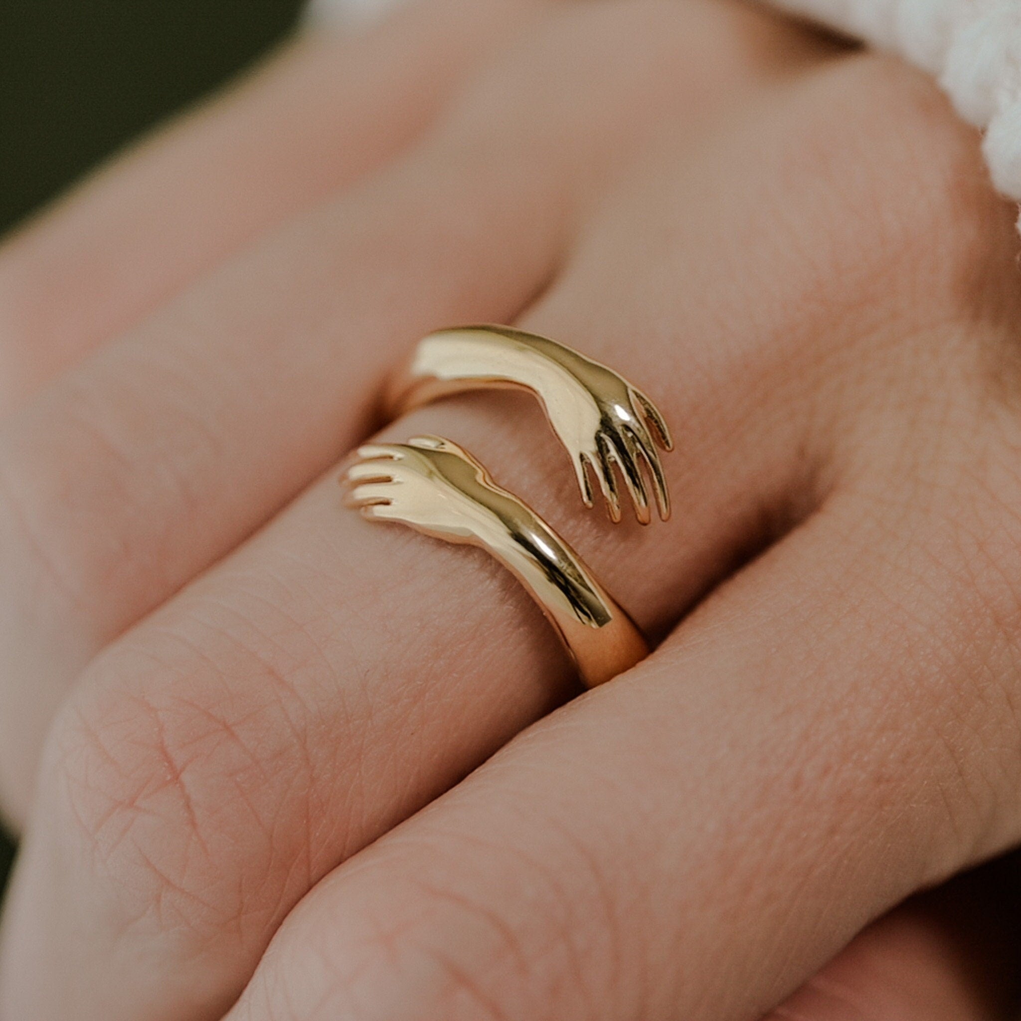 Solid Gold Hug Ring, Adjustable size 5-6