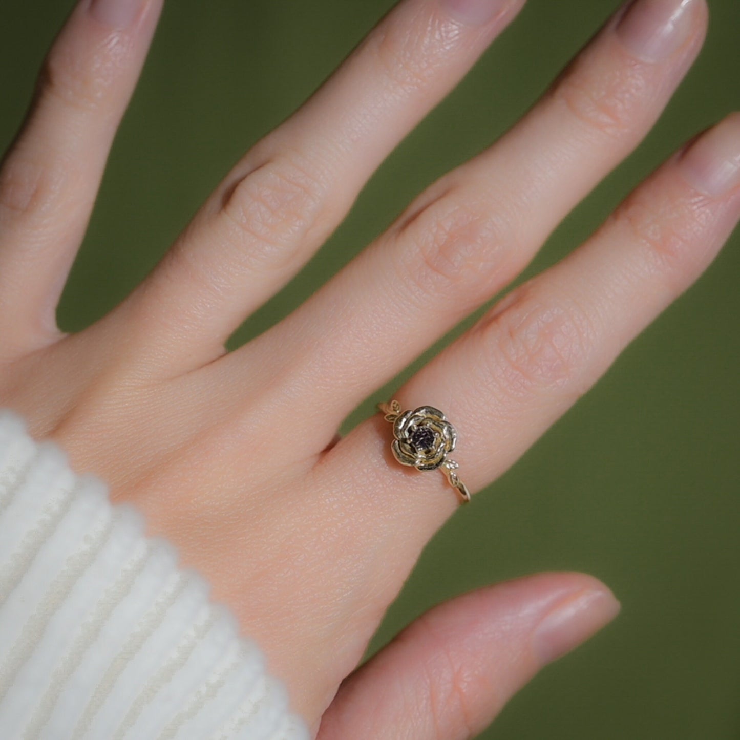 Rose Ring • June Birth Flower Ring • 14k Gold Plate