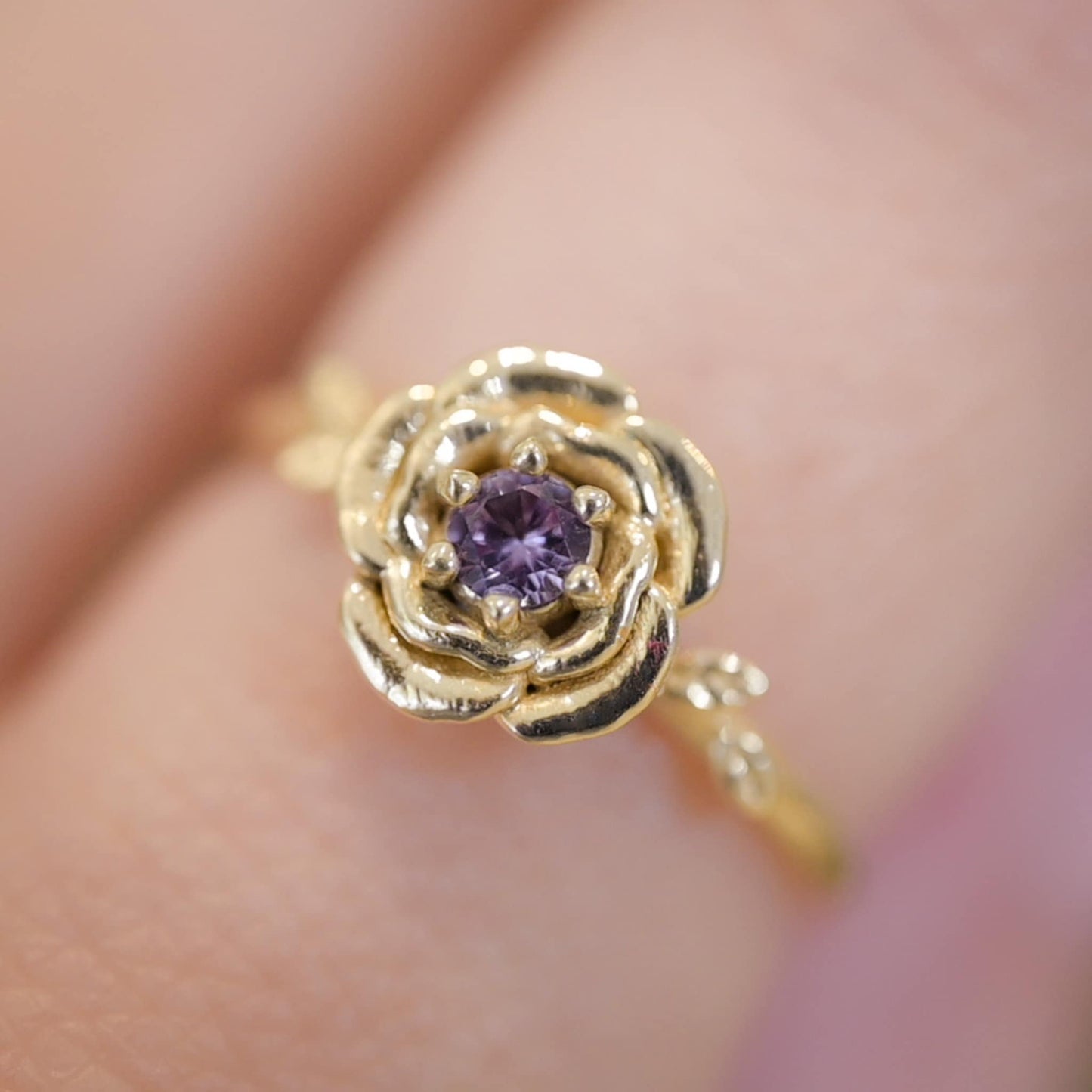 Rose Ring • June Birth Flower Ring • 14k Gold Plate