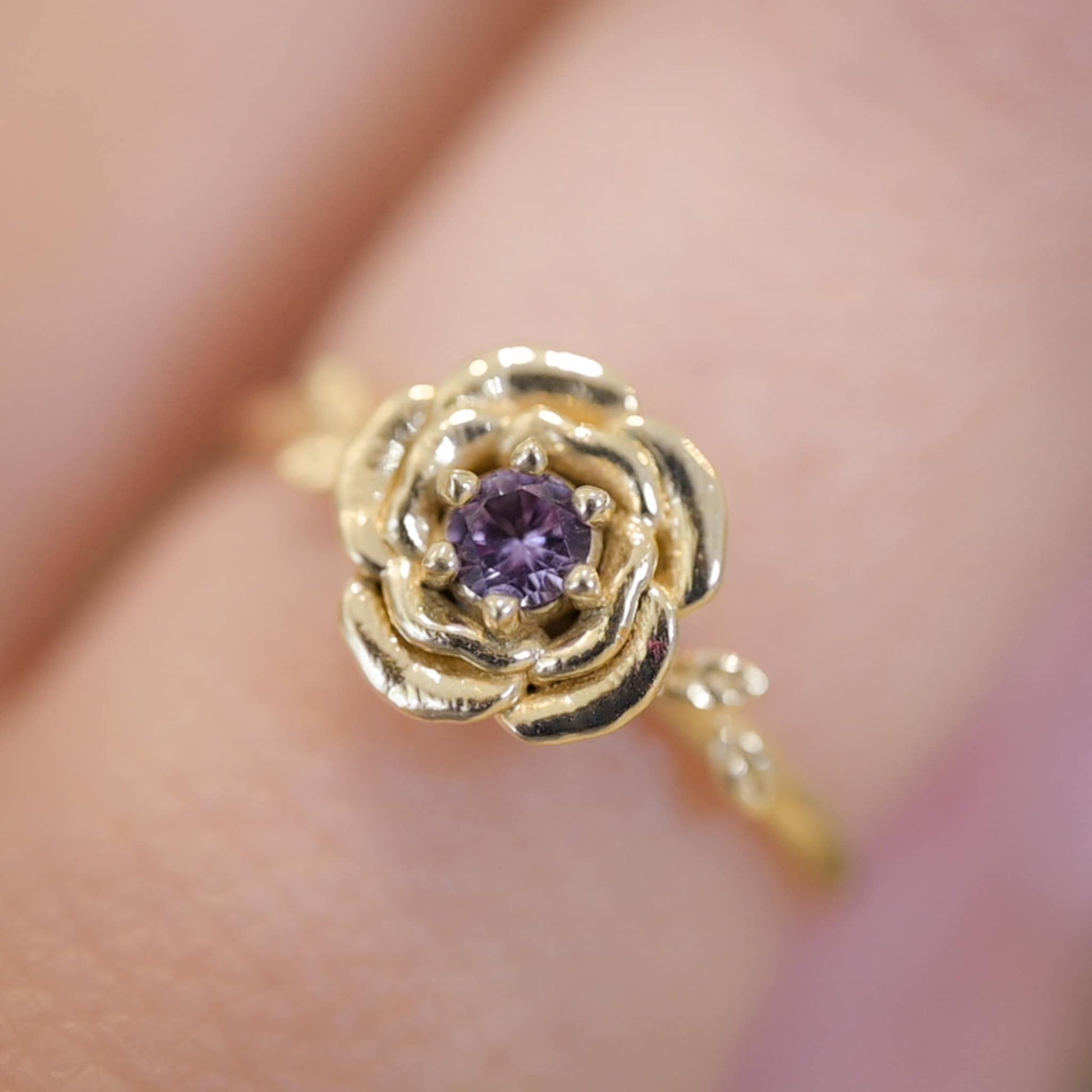 Rose Ring • June Birth Flower Ring • 14k Gold Plate