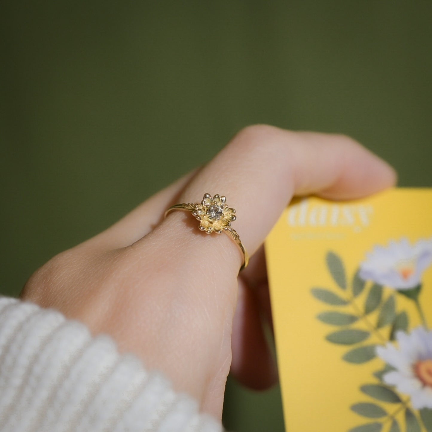 Daisy Ring • April Birth Flower Ring • 14k Gold Plate