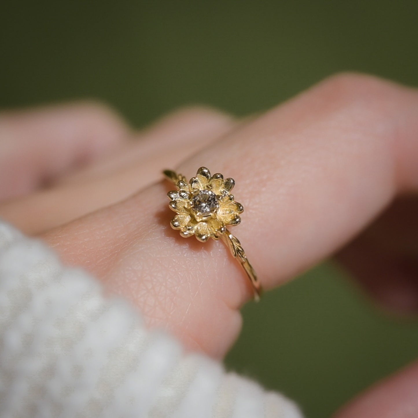 Daisy Ring • April Birth Flower Ring • 14k Gold Plate