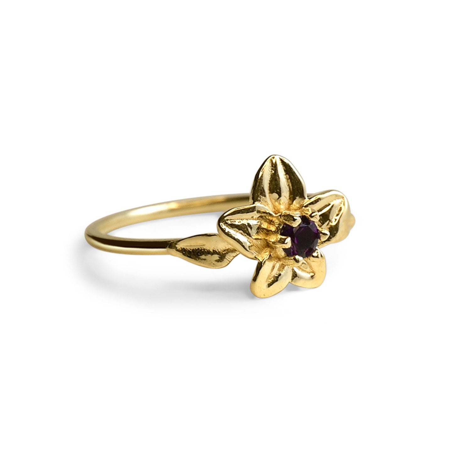 Violet Flower Ring • February Birth Flower Ring • Amethyst • Purple Birthstone