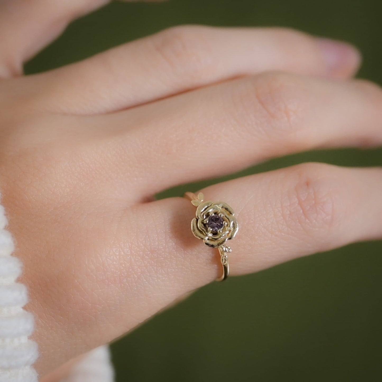 Rose Ring • June Birth Flower Ring • 14k Gold Plate