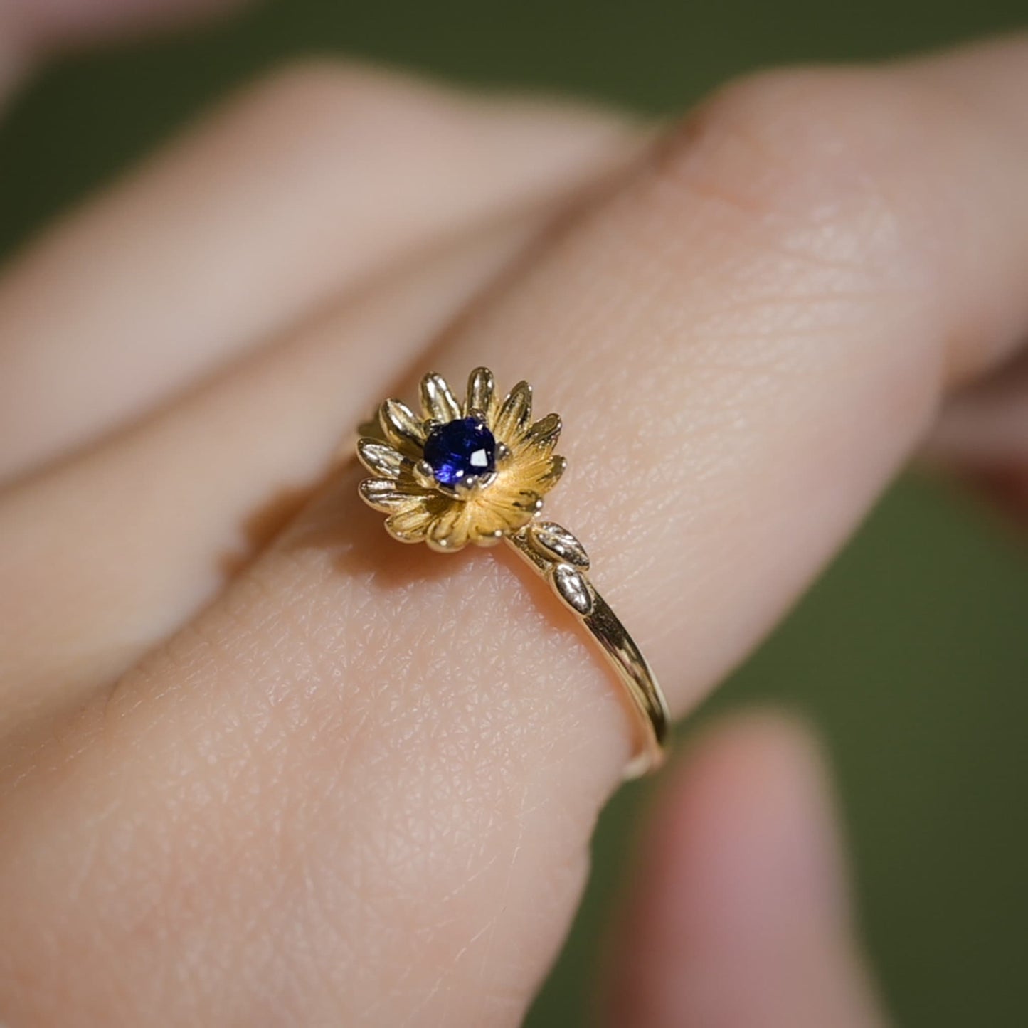 Aster Flower • September Birth Flower Ring • 14k Gold Plate