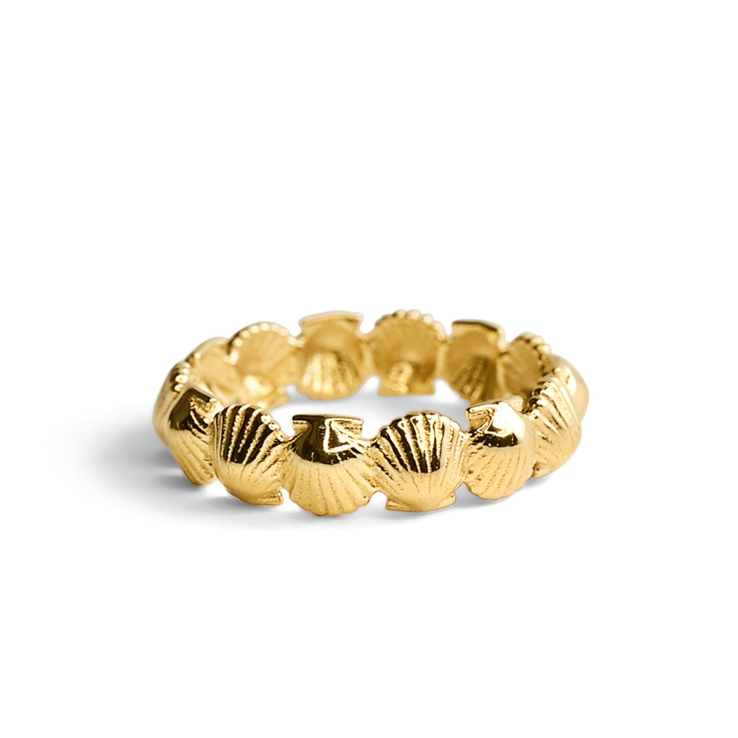 Dainty Seashell Ring: 14k Gold, Sterling Silver, or Gold Plate Ocean Band