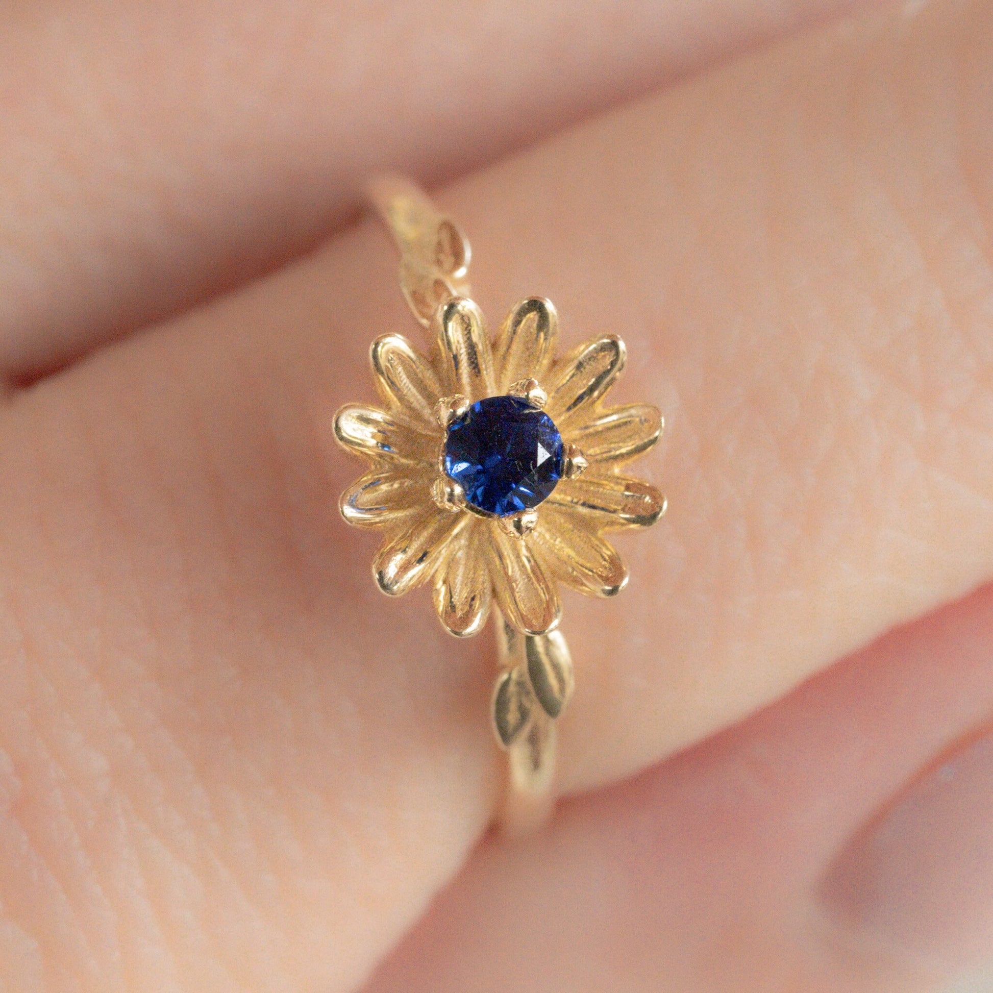 Aster Flower • September Birth Flower Ring • 14k Gold Plate