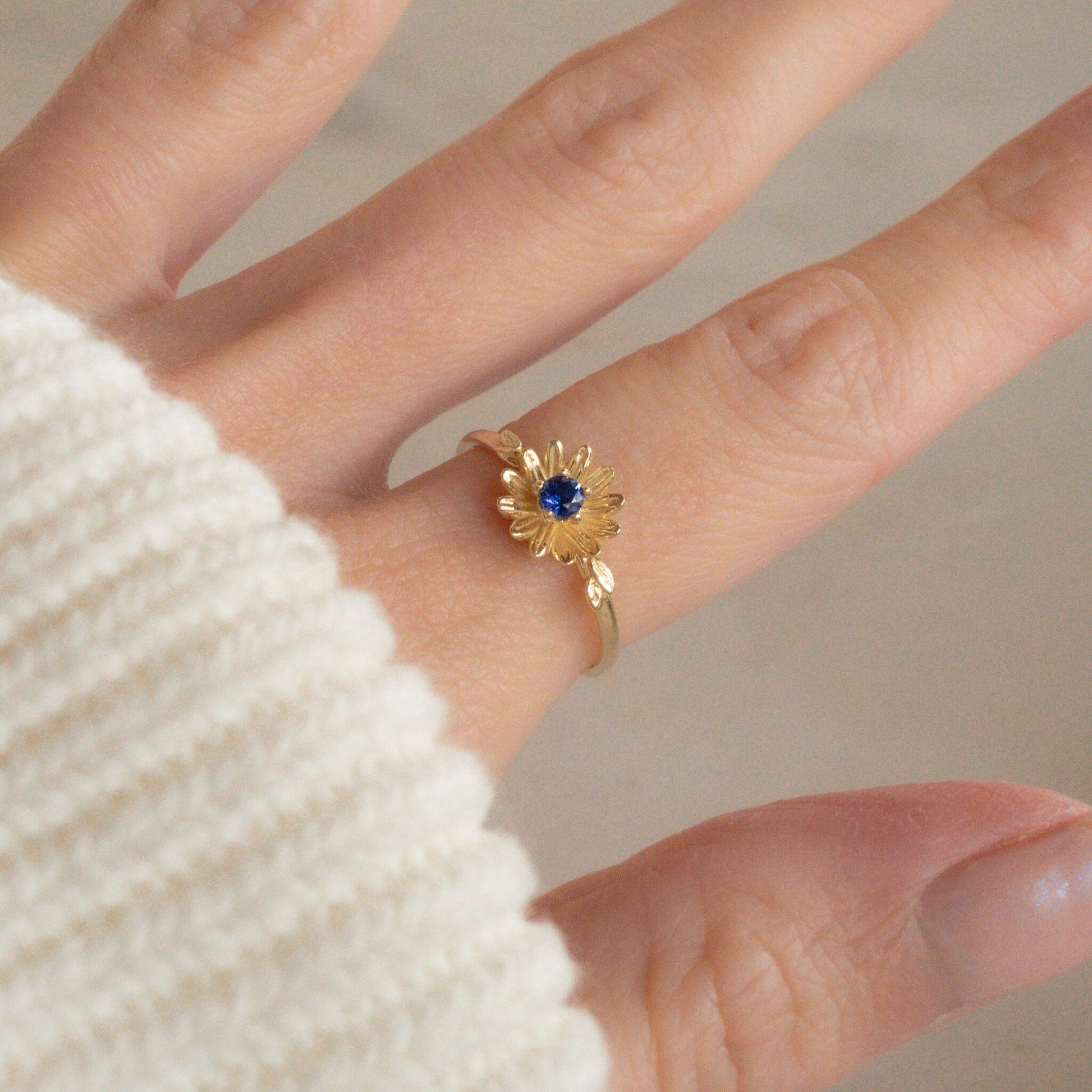 Aster Flower • September Birth Flower Ring • 14k Gold Plate