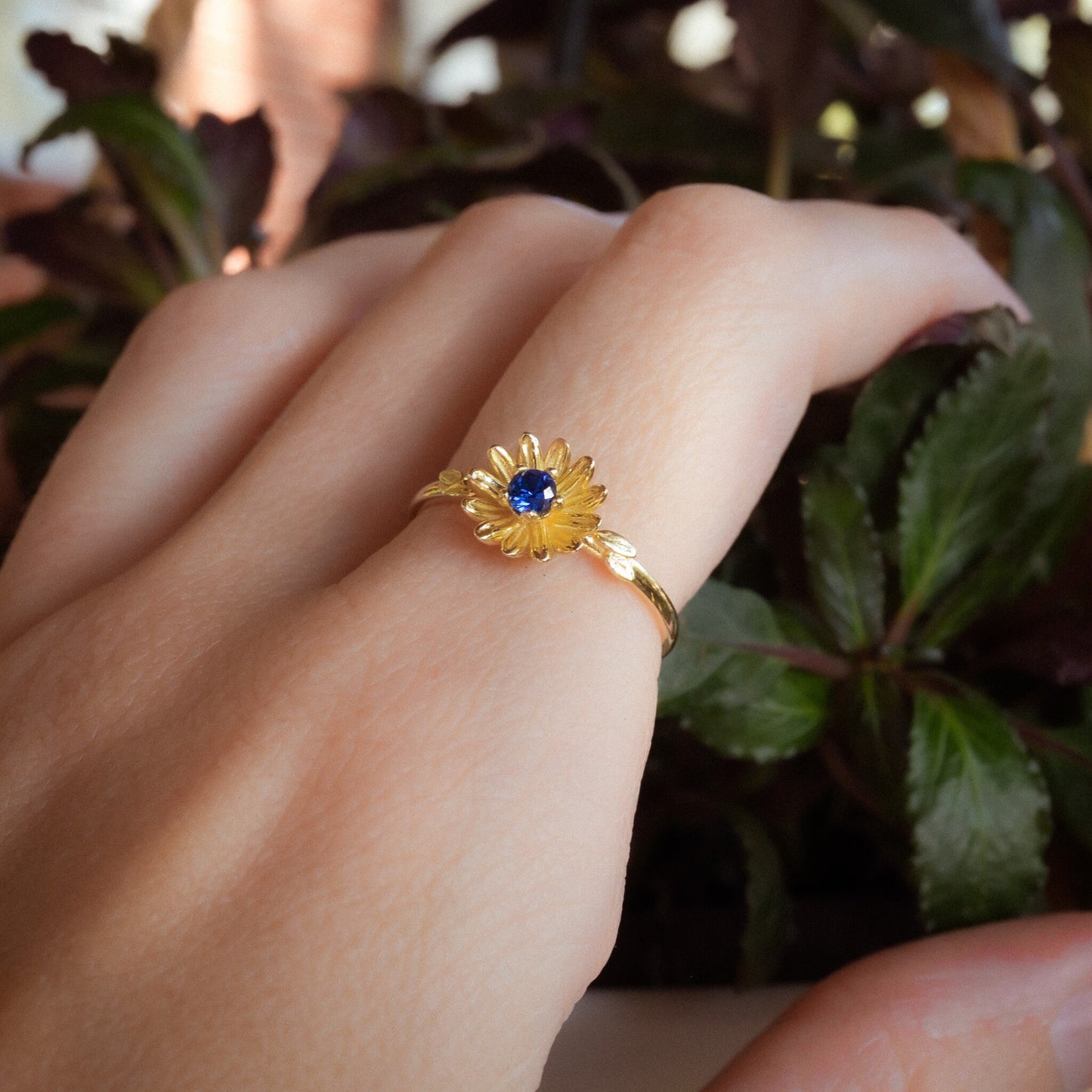 Aster Flower • September Birth Flower Ring • 14k Gold Plate