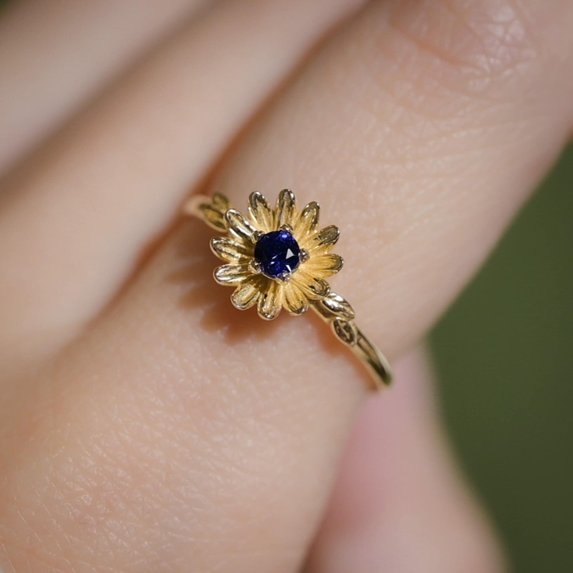 Aster Flower • September Birth Flower Ring • 14k Gold Plate