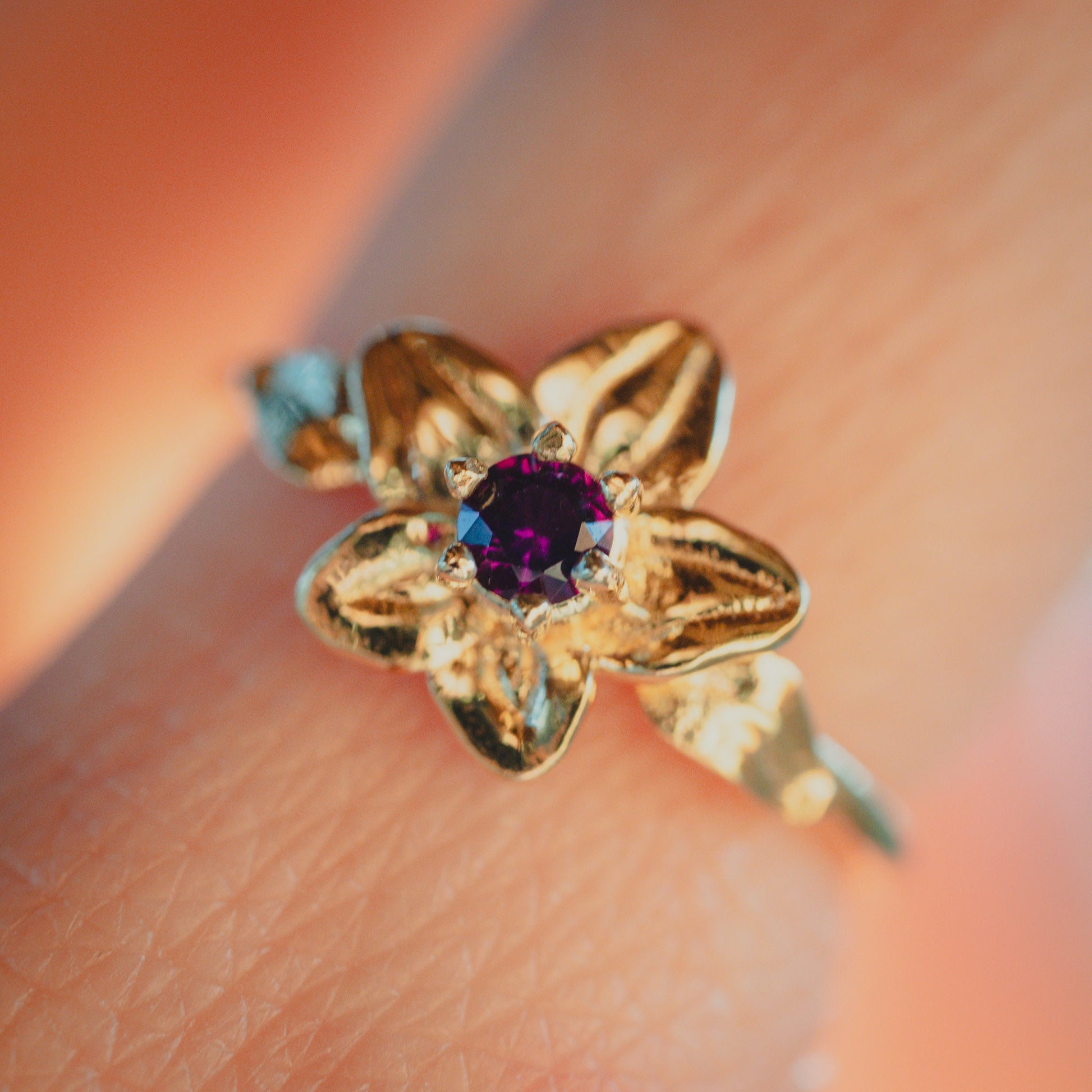 Violet Flower Ring • February Birth Flower Ring • Amethyst • Purple Birthstone