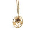 Rose Flower Necklace - Personalized Jewelry - June Birth Month Flower Gift, 14K Gold Plate with a Beaded Gold Filled chain