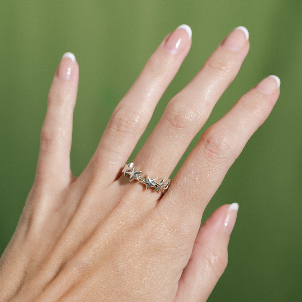 Sterling Silver Star Fidget Ring: Anxiety Meditation Toy
