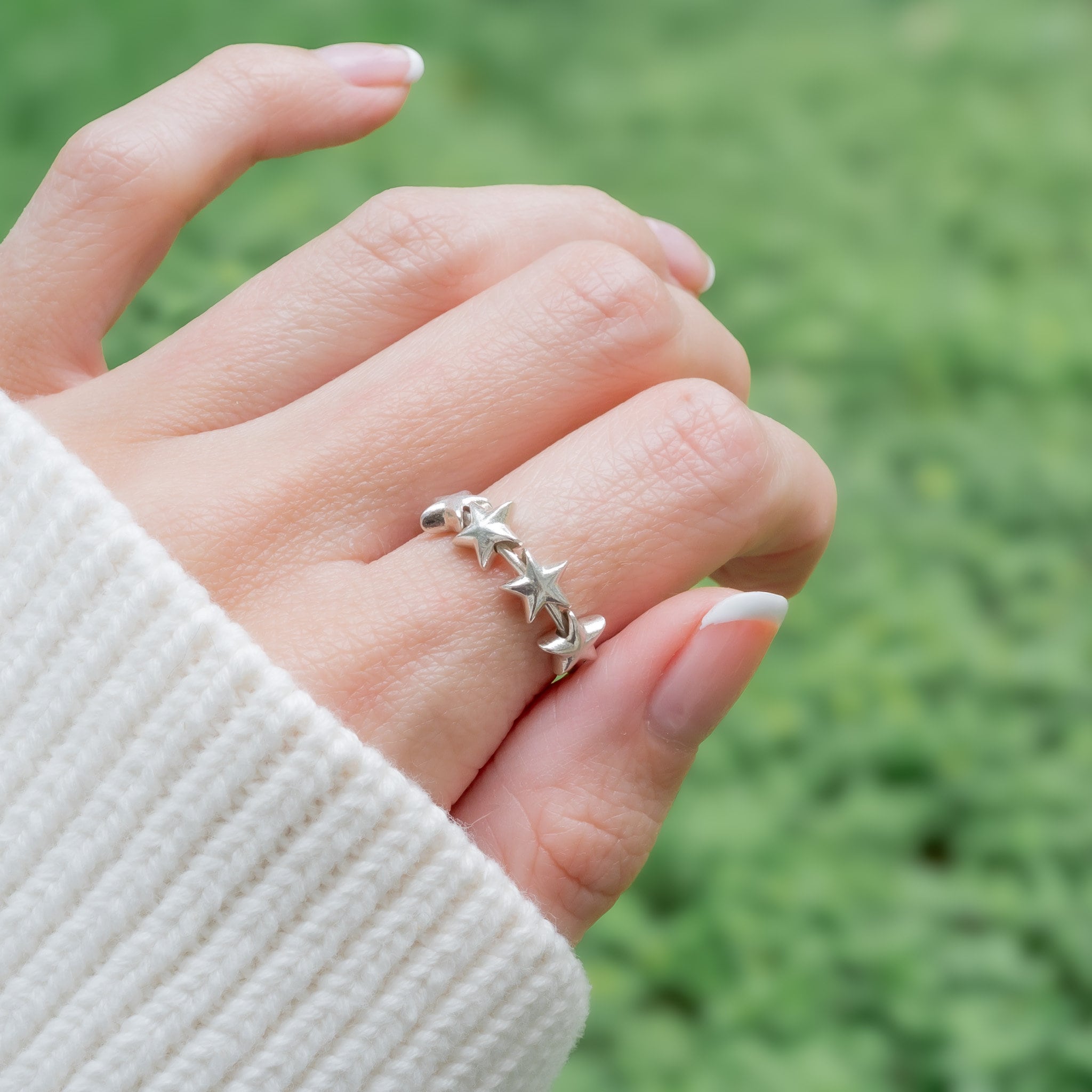 Sterling Silver Star Fidget Ring: Anxiety Meditation Toy
