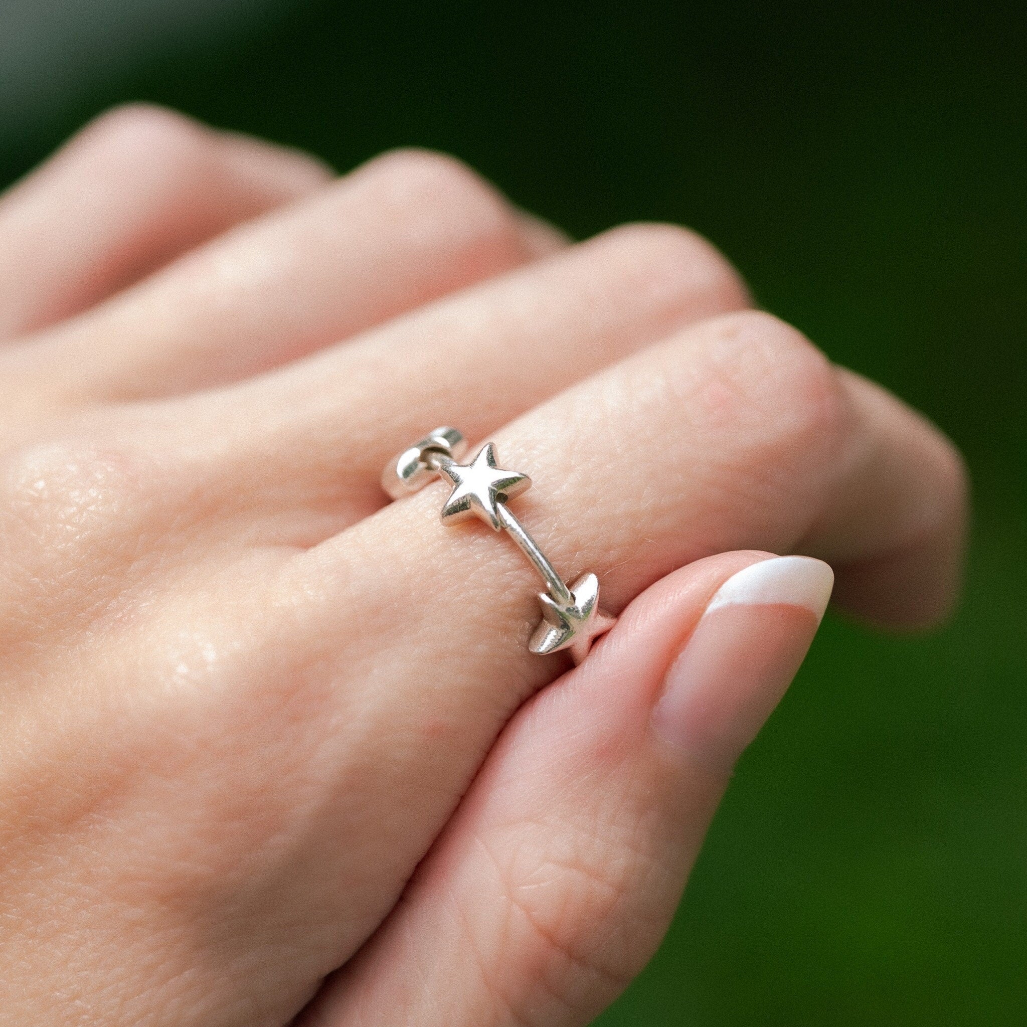 Sterling Silver Star Fidget Ring: Anxiety Meditation Toy