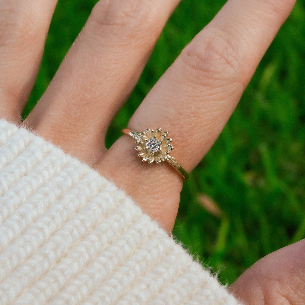 Daisy Moissanite Ring, Size 6