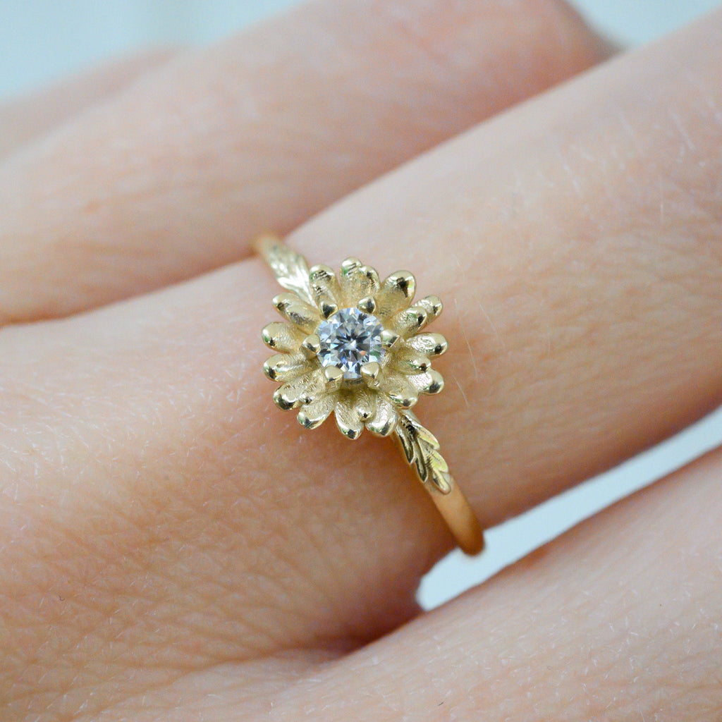 Daisy Moissanite Ring, Size 6