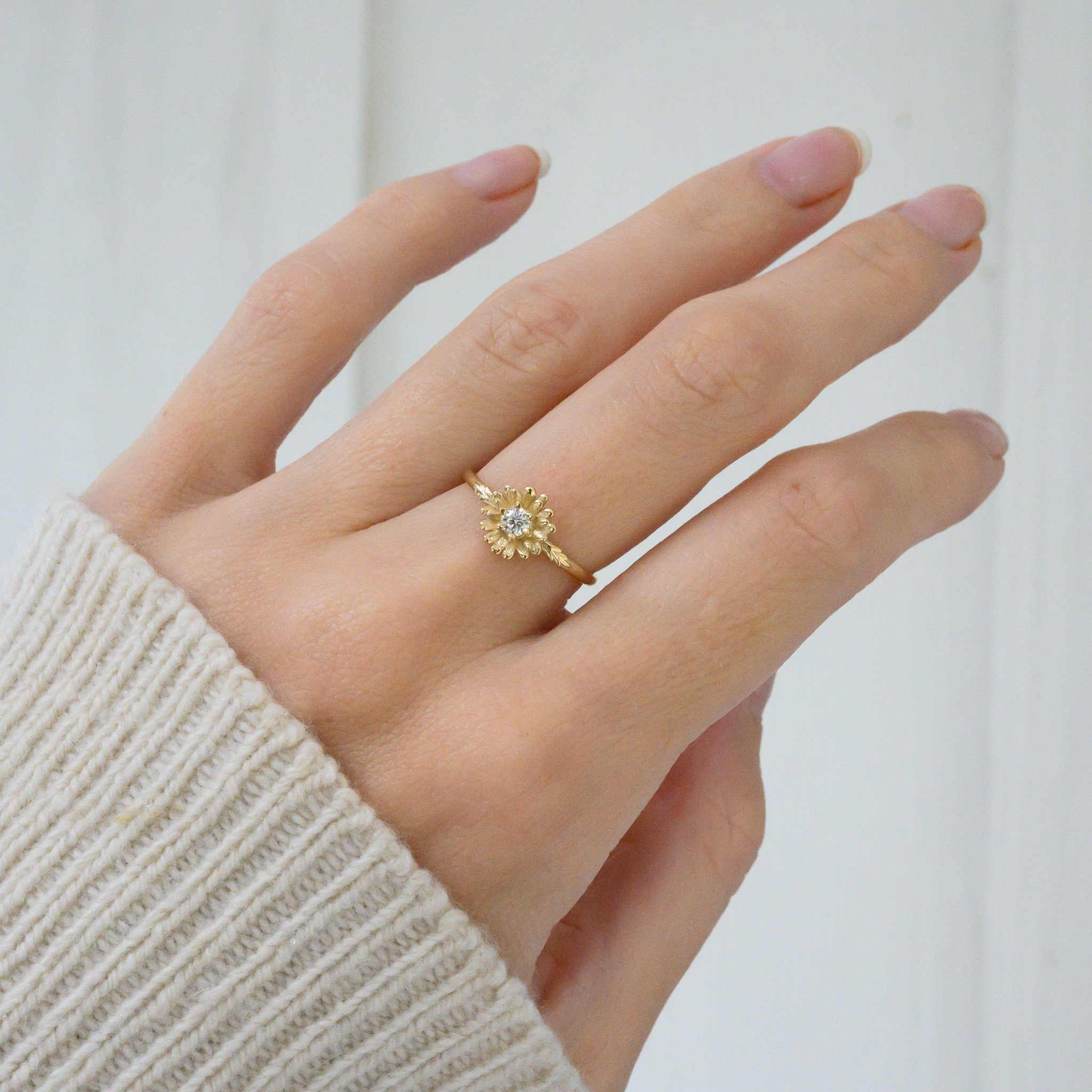 Daisy Moissanite Ring, Size 6