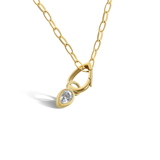 14K Solid Gold Teardrop Hinged Bail Clasp for Necklace - Secure and Elegant Jewelry Clasp
