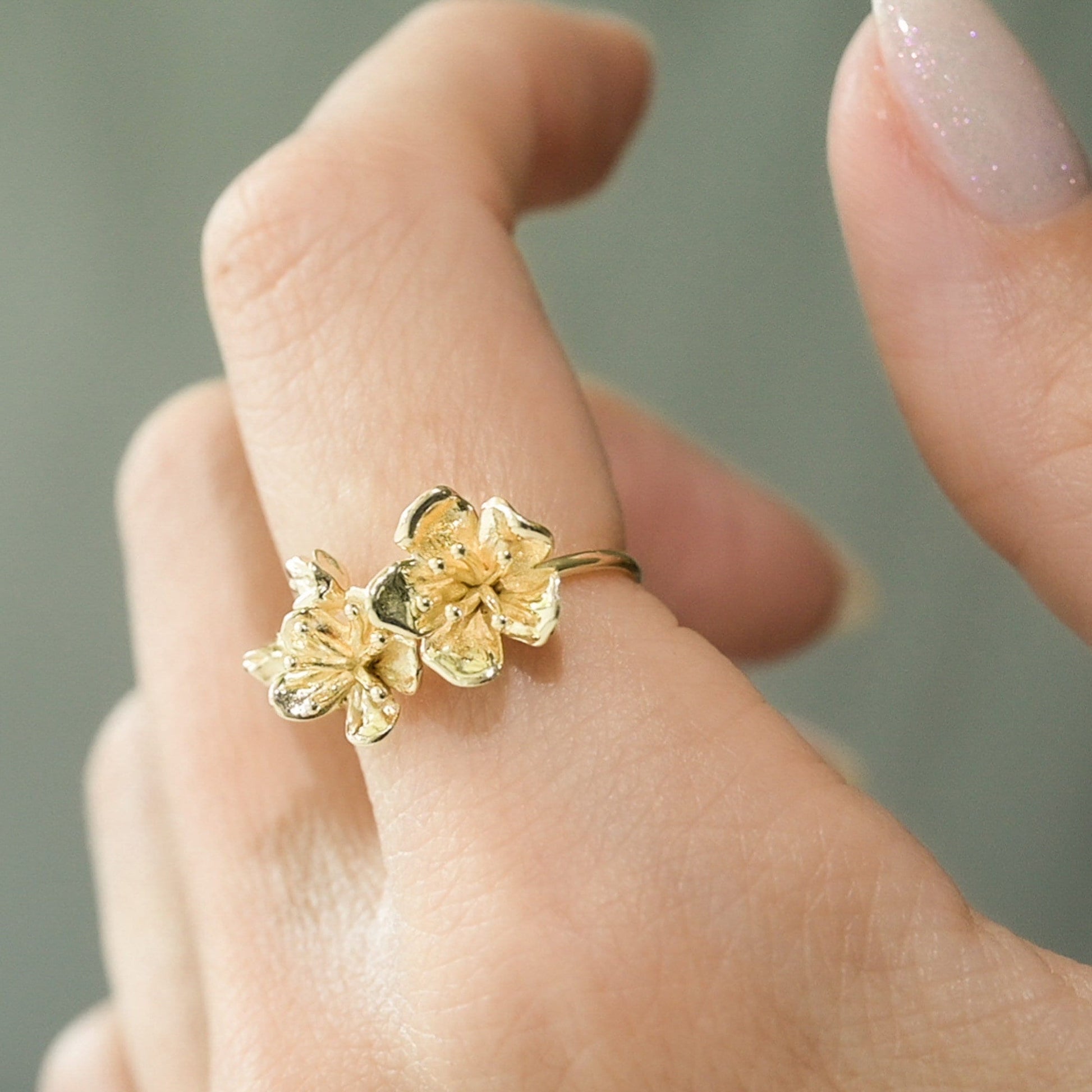 Cherry Blossom Flower Ring in Vermiel (14K Gold over Silver)