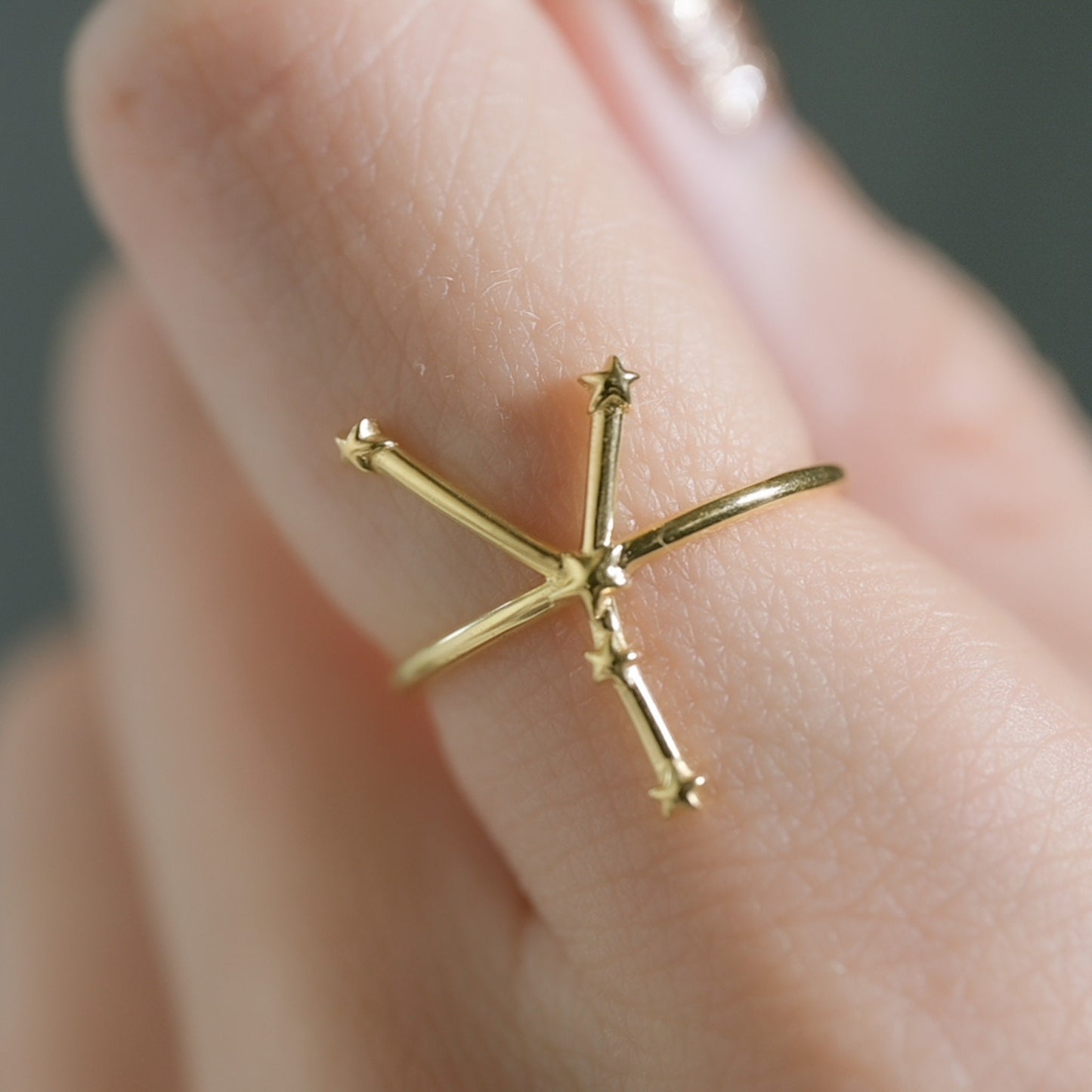 Solid Gold Star Sign Dainty Celestial Zodiac Ring in solid 14K Yellow Gold, 14k White Gold, 14K Rose Gold