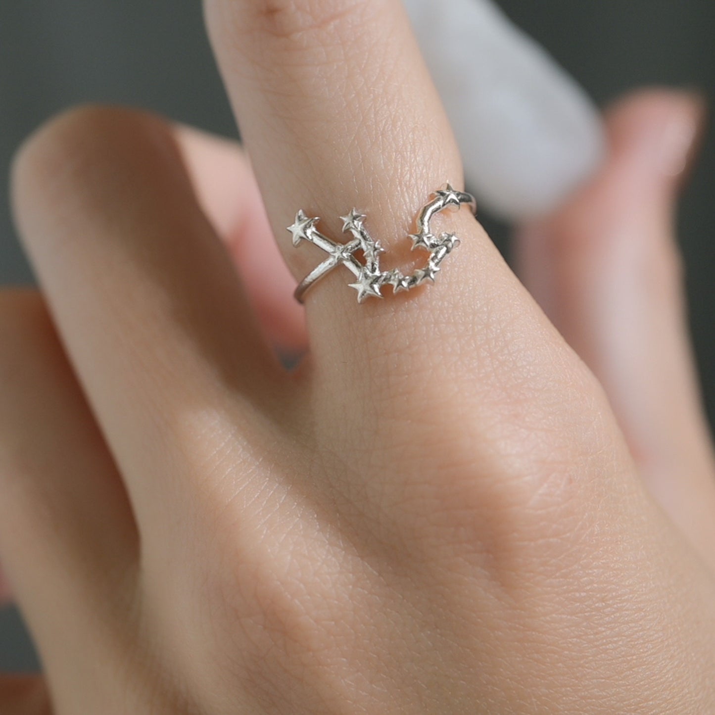 Solid Gold Star Sign Dainty Celestial Zodiac Ring in solid 14K Yellow Gold, 14k White Gold, 14K Rose Gold