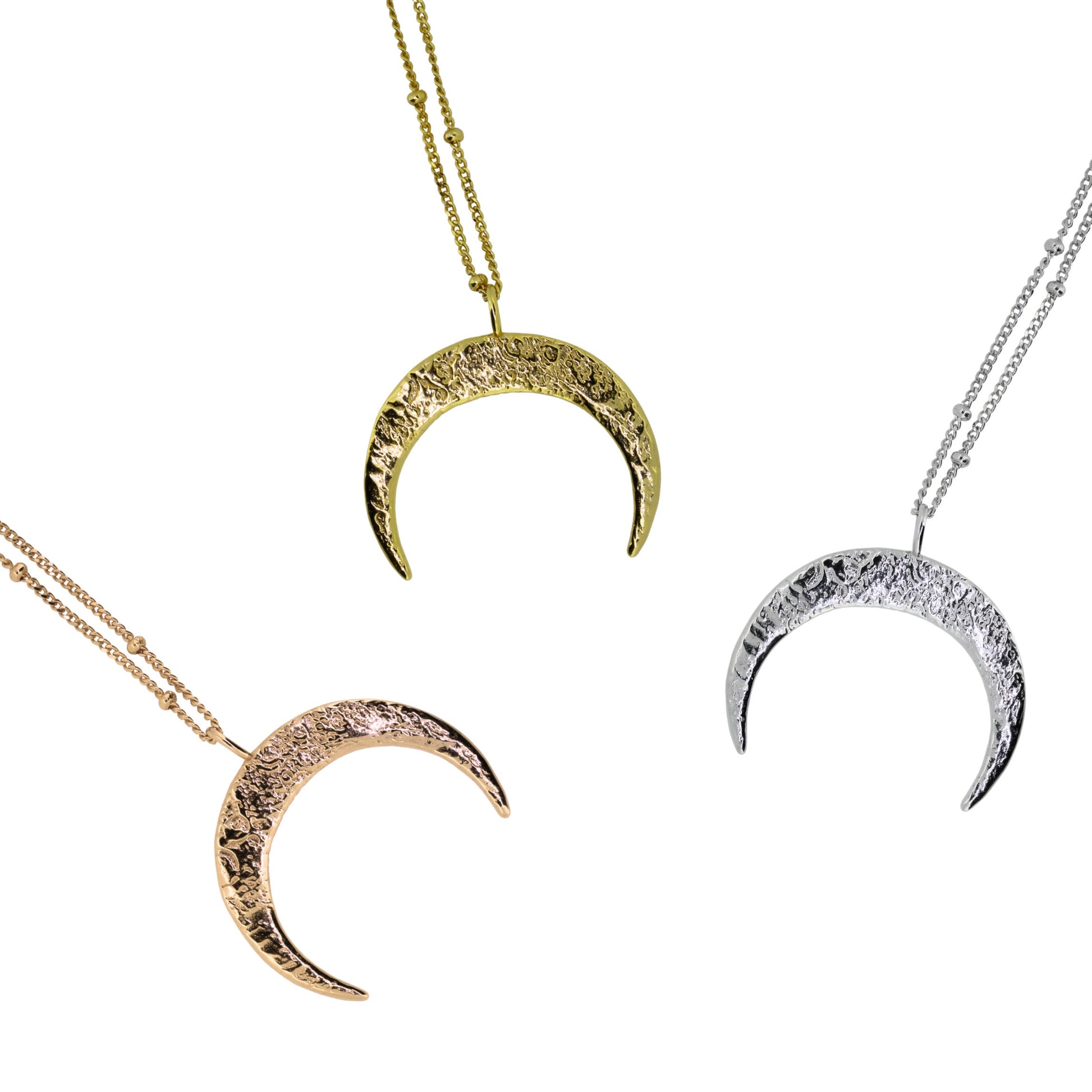 Ring Holder Moon Necklace, Crescent Moon Engagement Ring Holder in Silver, or Vermeil