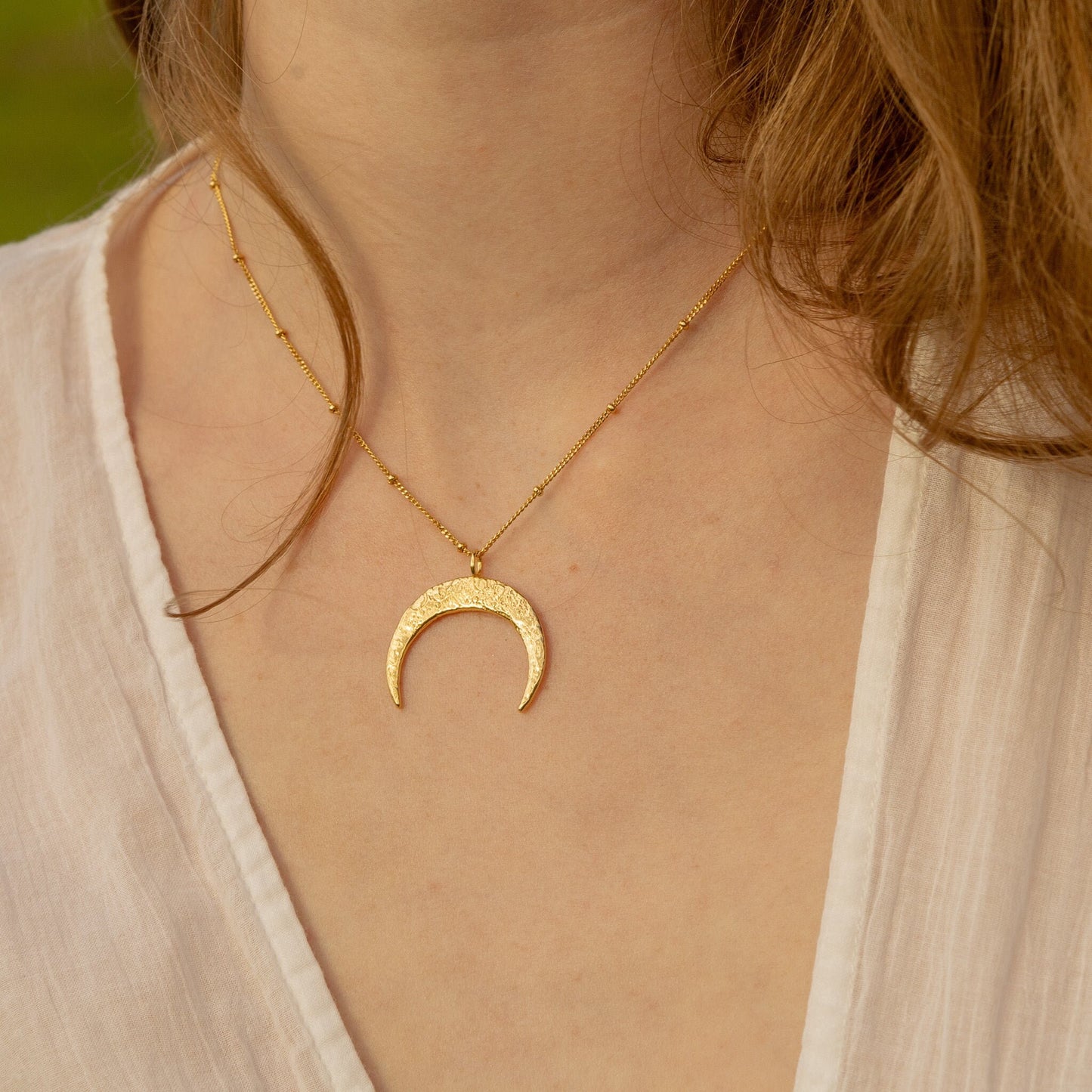Ring Holder Moon Necklace, Crescent Moon Engagement Ring Holder in Silver, or Vermeil