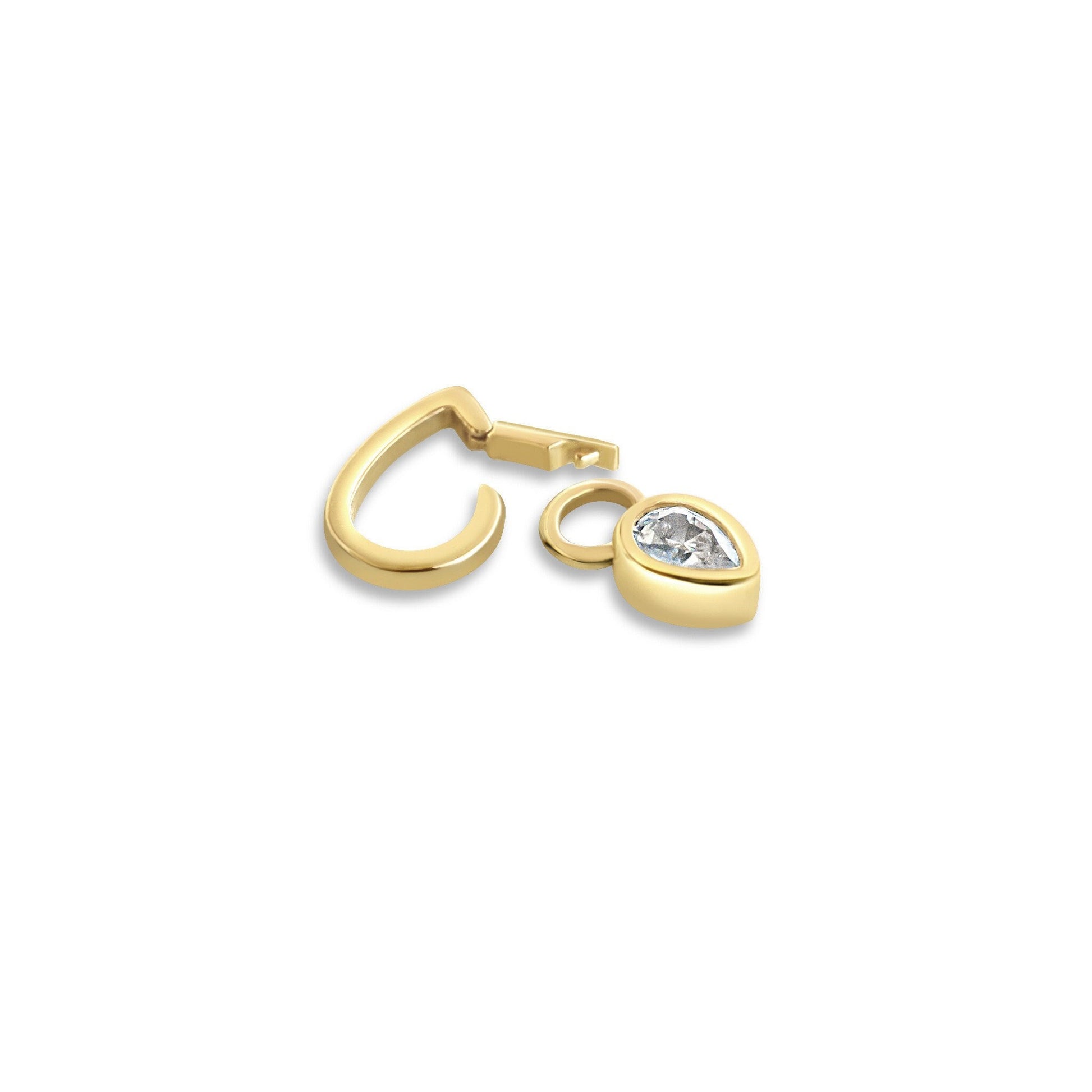 14K Solid Gold Teardrop Hinged Bail Clasp for Necklace - Secure and Elegant Jewelry Clasp