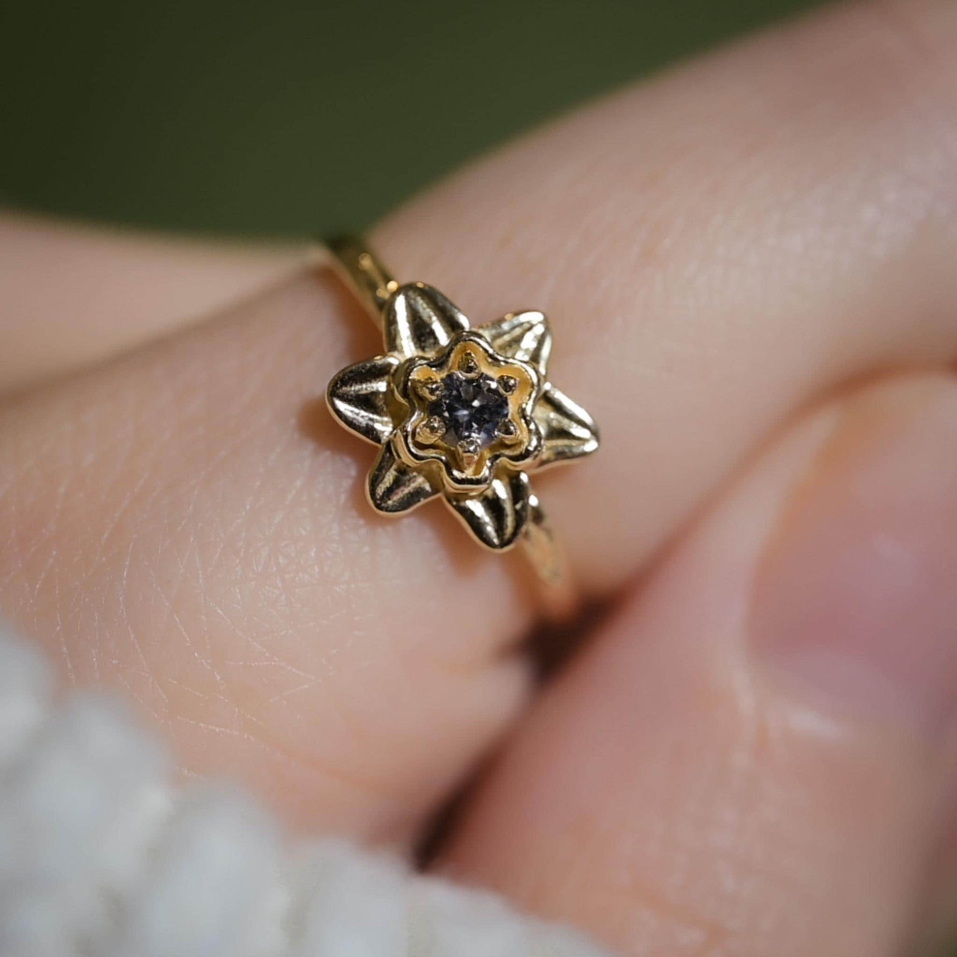 Daffodil Ring • March Birth Flower Ring • 14k Gold Plate