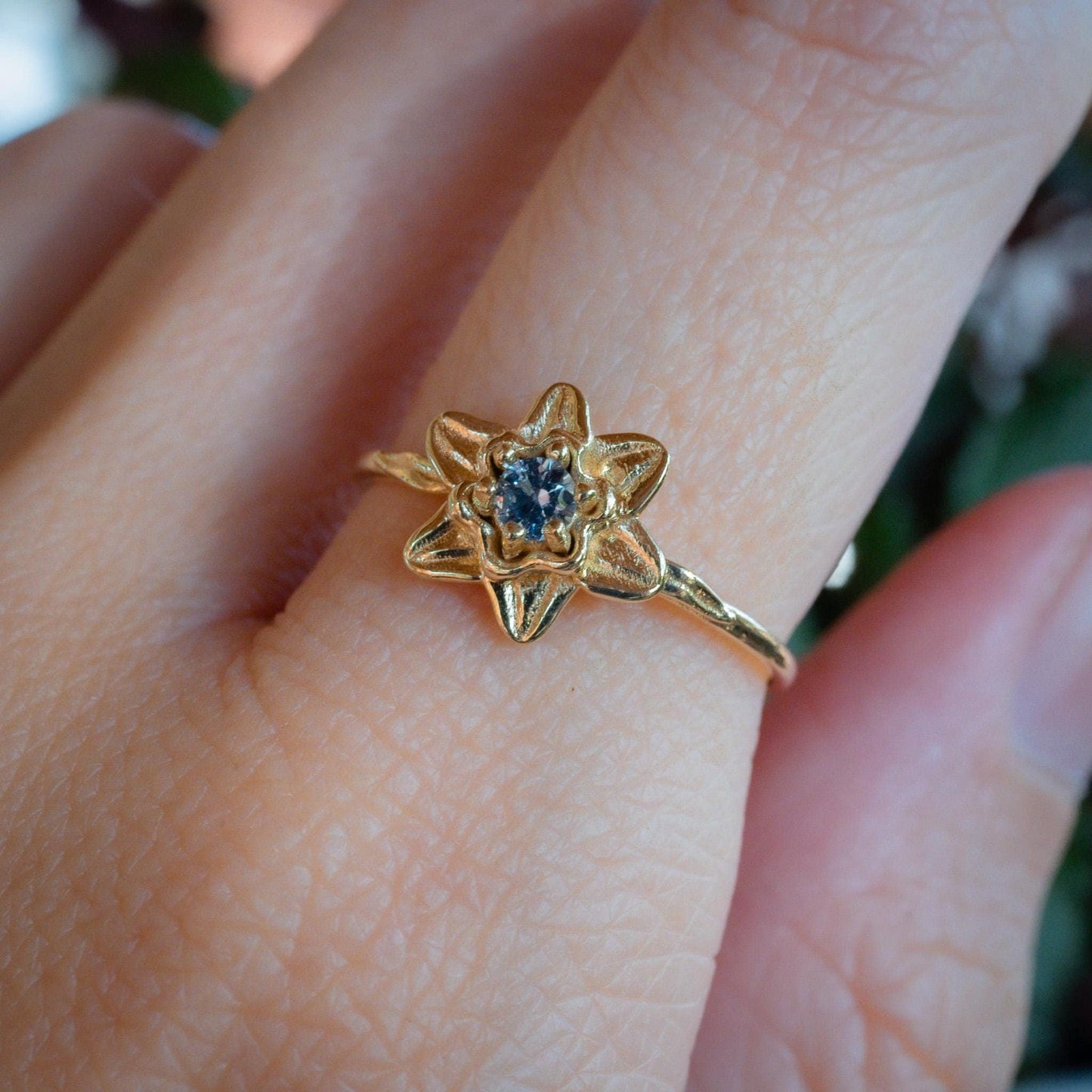 Daffodil Ring • March Birth Flower Ring • 14k Gold Plate