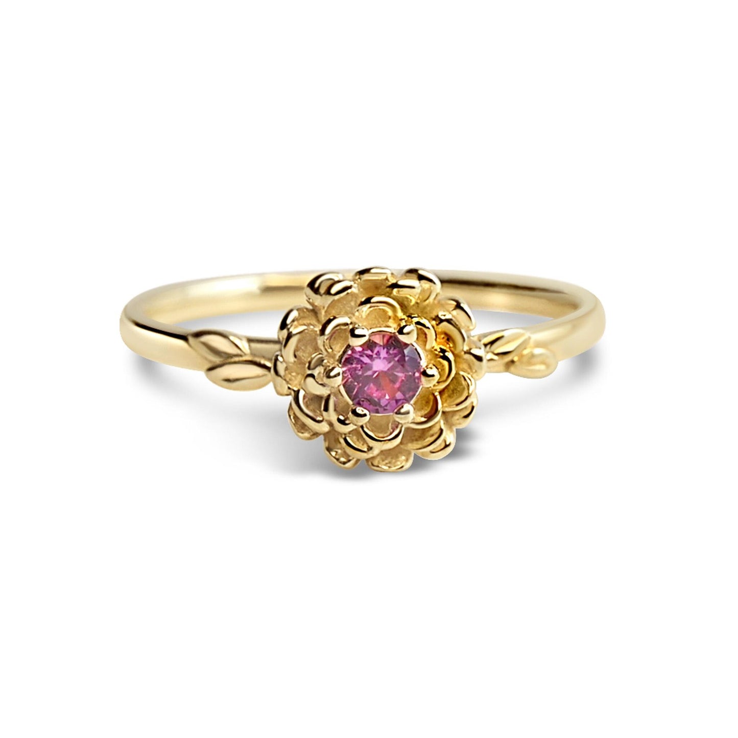 Marigold Flower Ring • Tourmaline October Birth Flower Ring • 14k Gold Plate