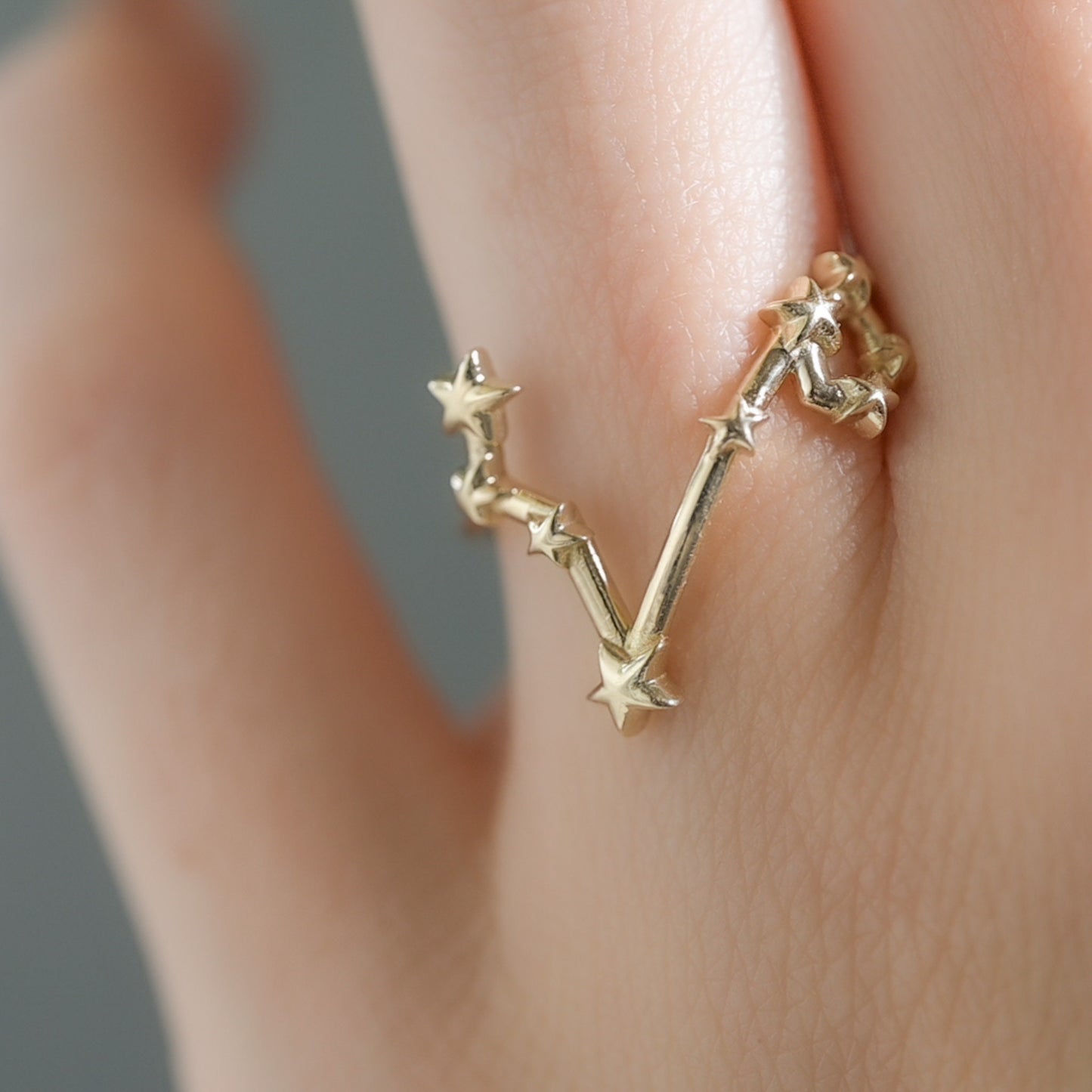 Solid Gold Star Sign Dainty Celestial Zodiac Ring in solid 14K Yellow Gold, 14k White Gold, 14K Rose Gold