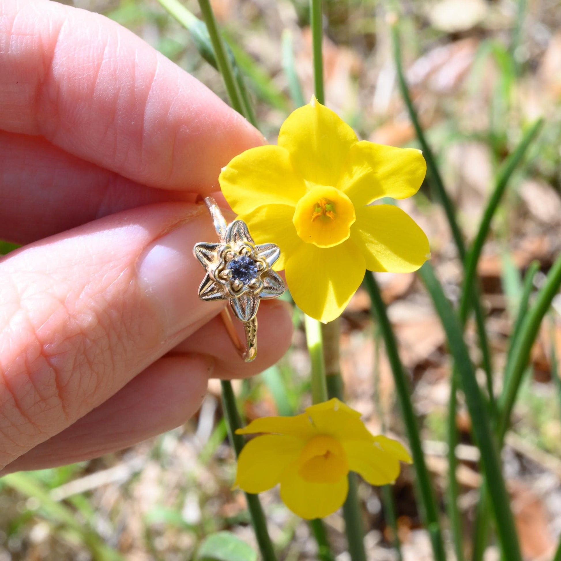 Daffodil Ring • March Birth Flower Ring • 14k Gold Plate