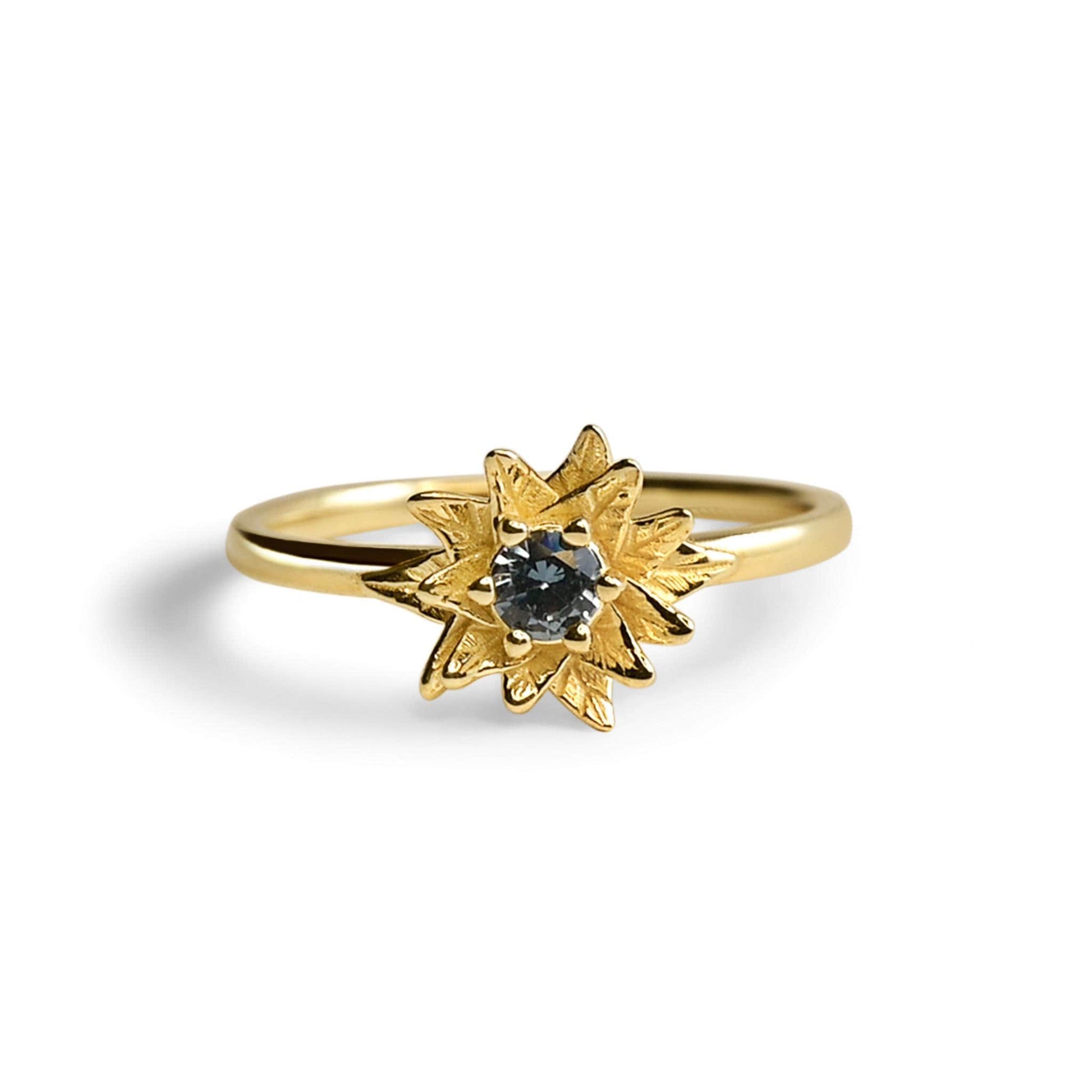 Poinsettia Flower Ring • Tanzanite December Birth Flower Ring • 14k Gold Plate