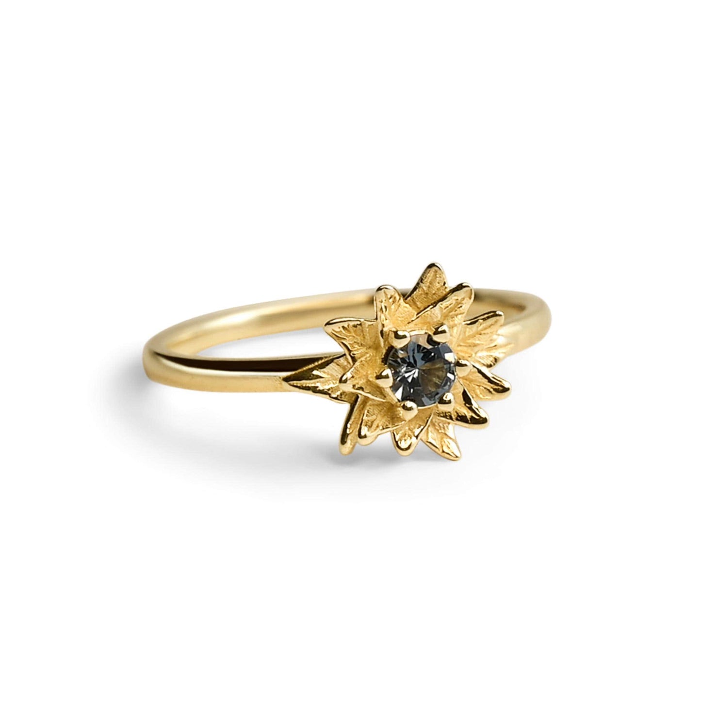 Poinsettia Flower Ring • Tanzanite December Birth Flower Ring • 14k Gold Plate